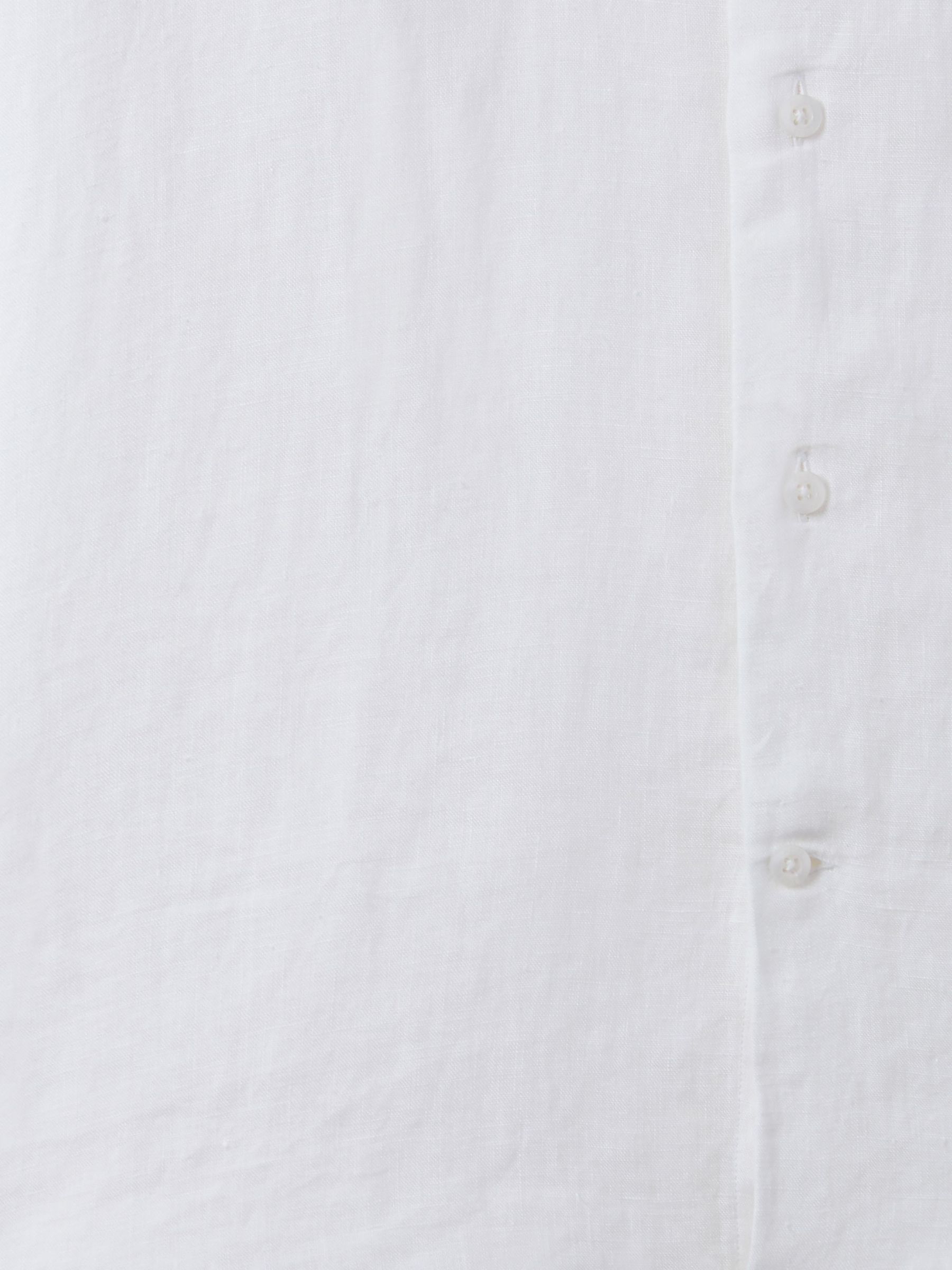 Slim Fit Linen Button-Through Shirt in White - Image 6 of 6