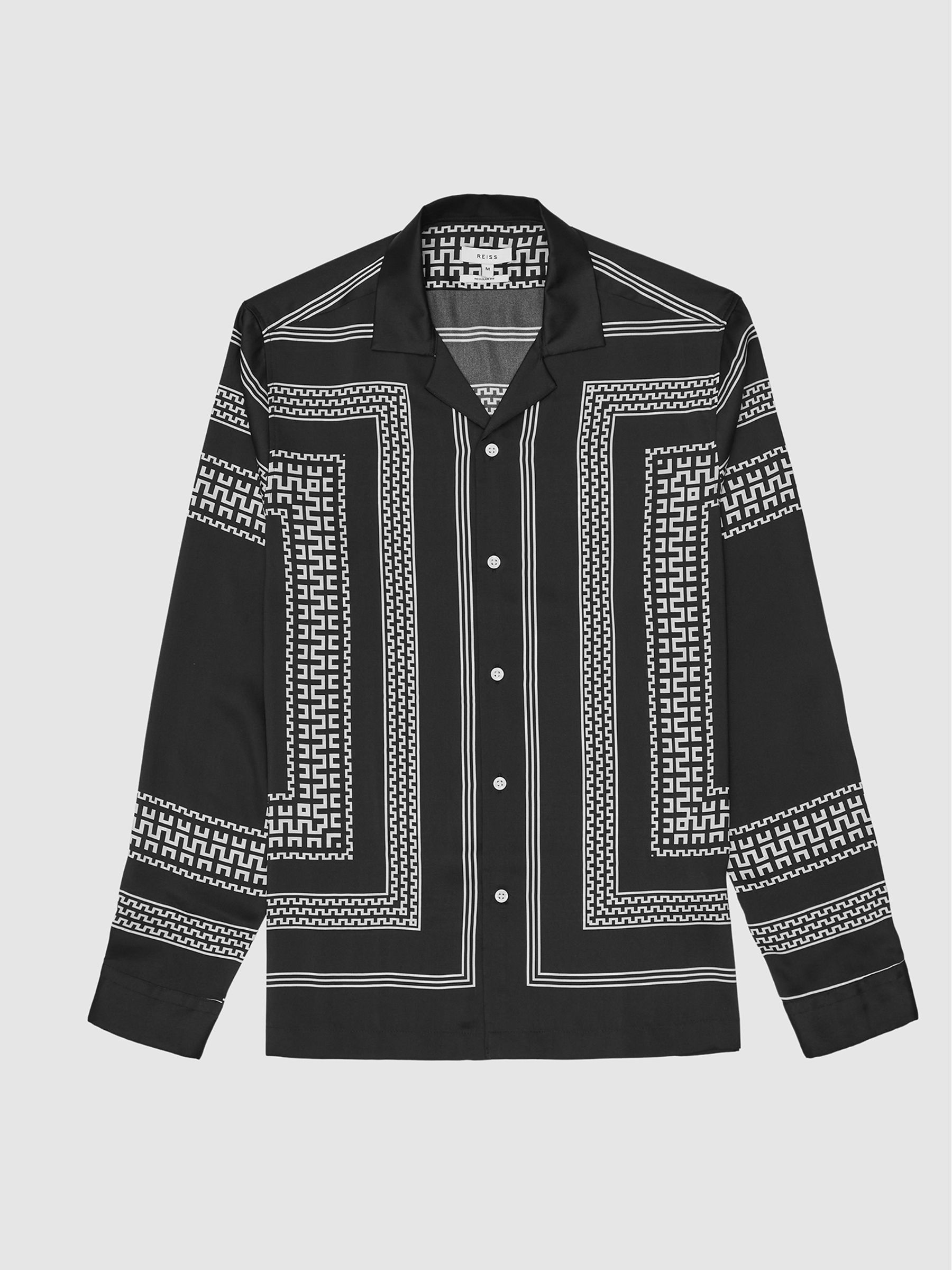 Aztec Print Casual Shirt in Black - Image 2 of 6