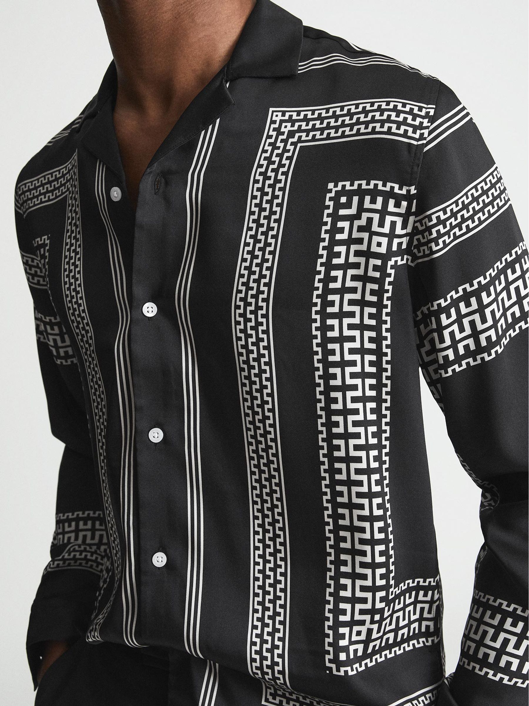 Aztec Print Casual Shirt in Black - Image 4 of 6