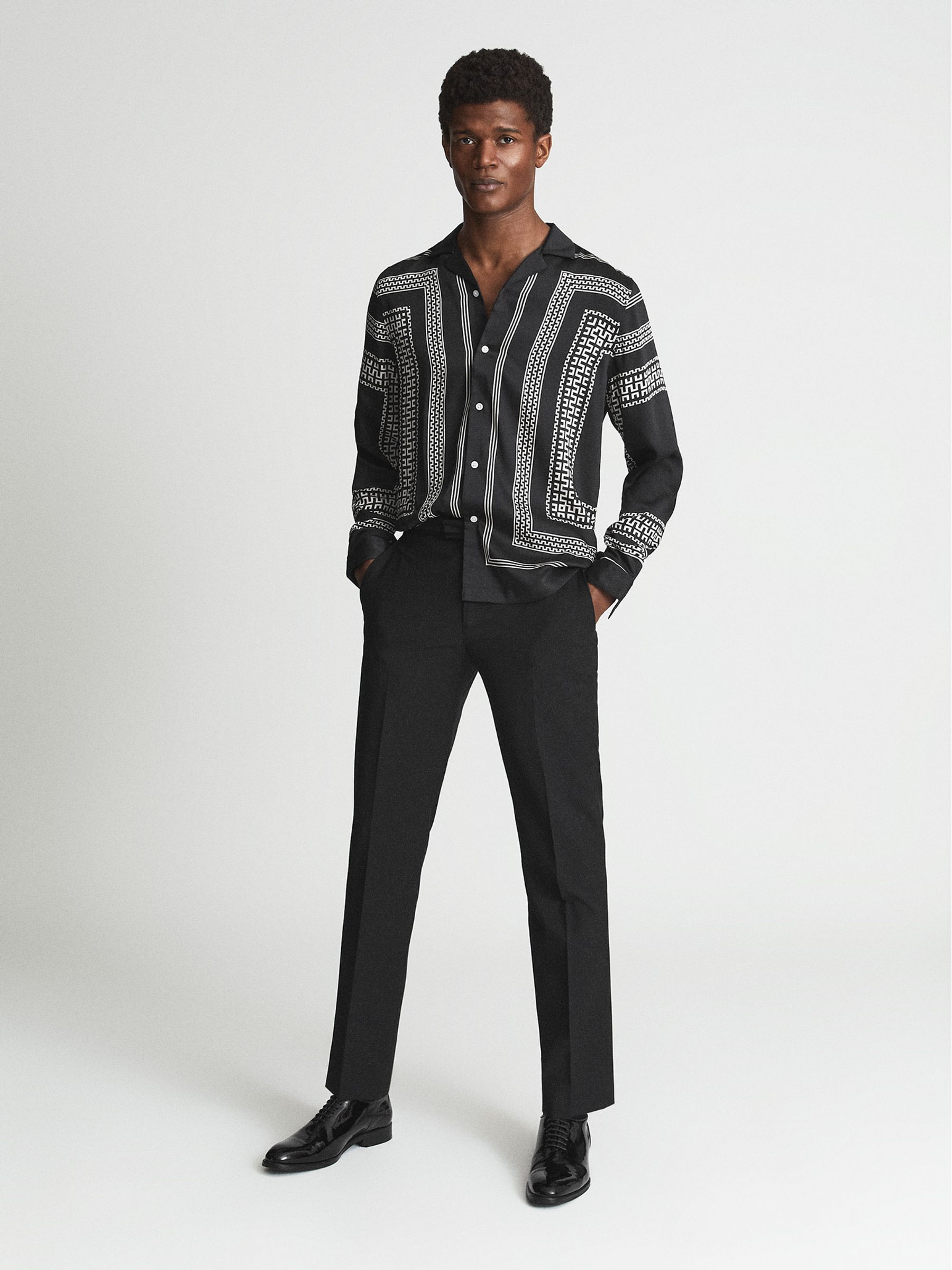 Aztec Print Casual Shirt in Black - Image 6 of 6