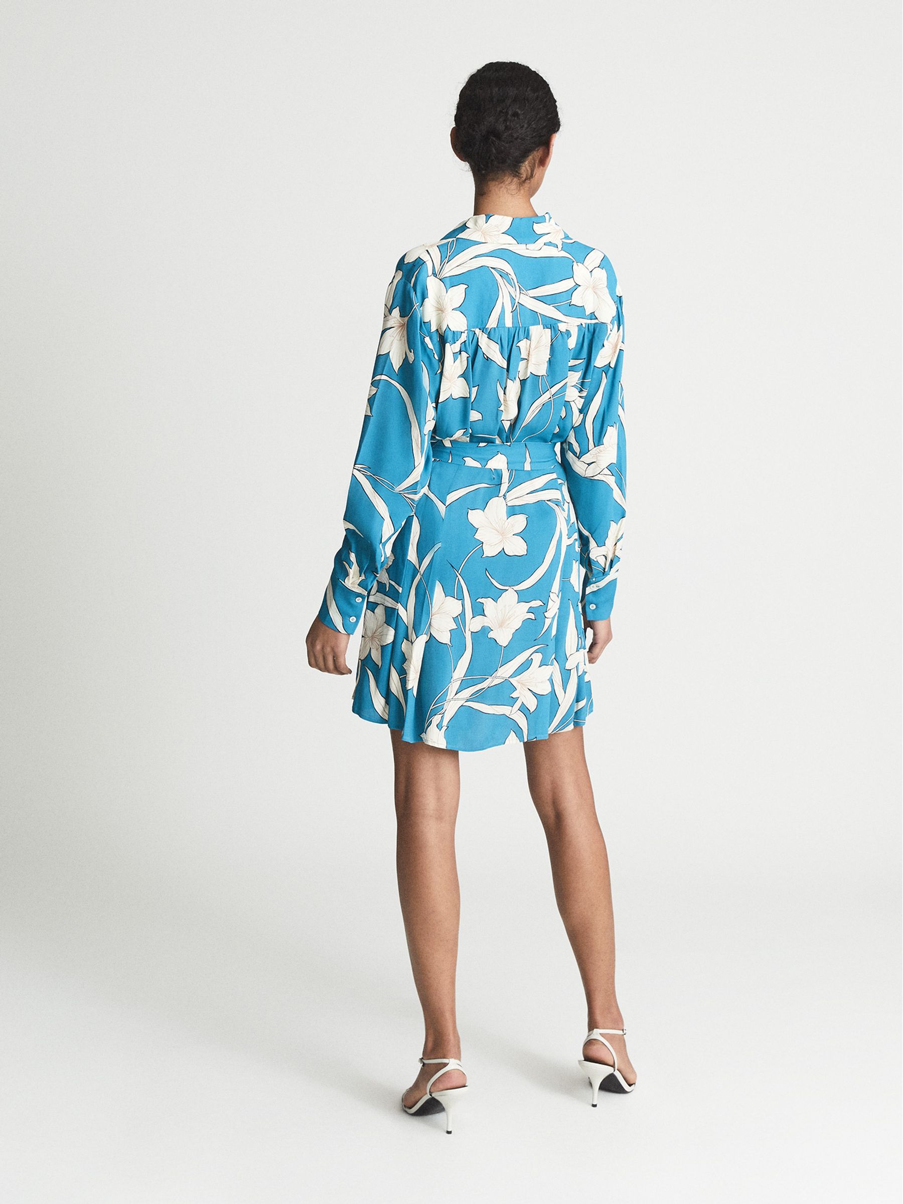 Printed Shirt Dress in Blue - Image 5 of 7