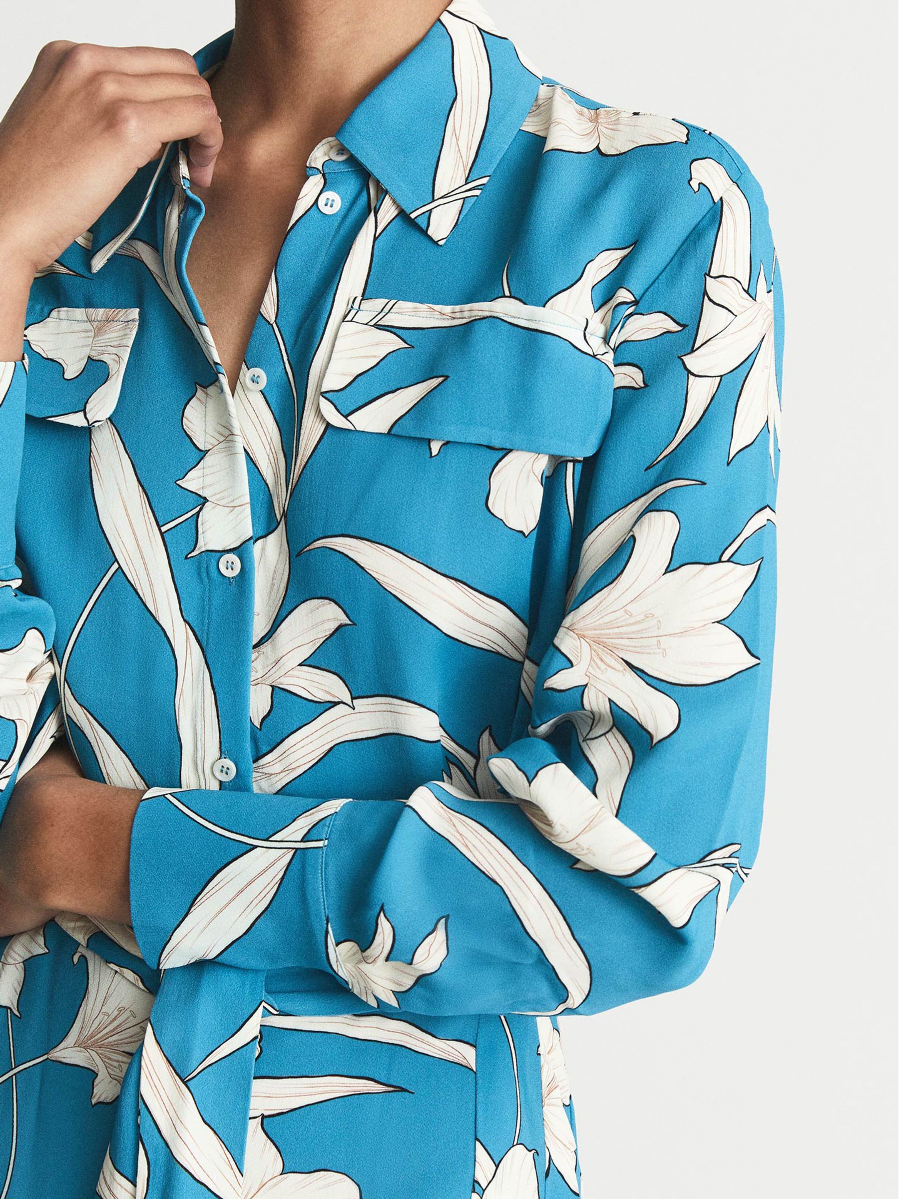 Printed Shirt Dress in Blue - Image 7 of 7