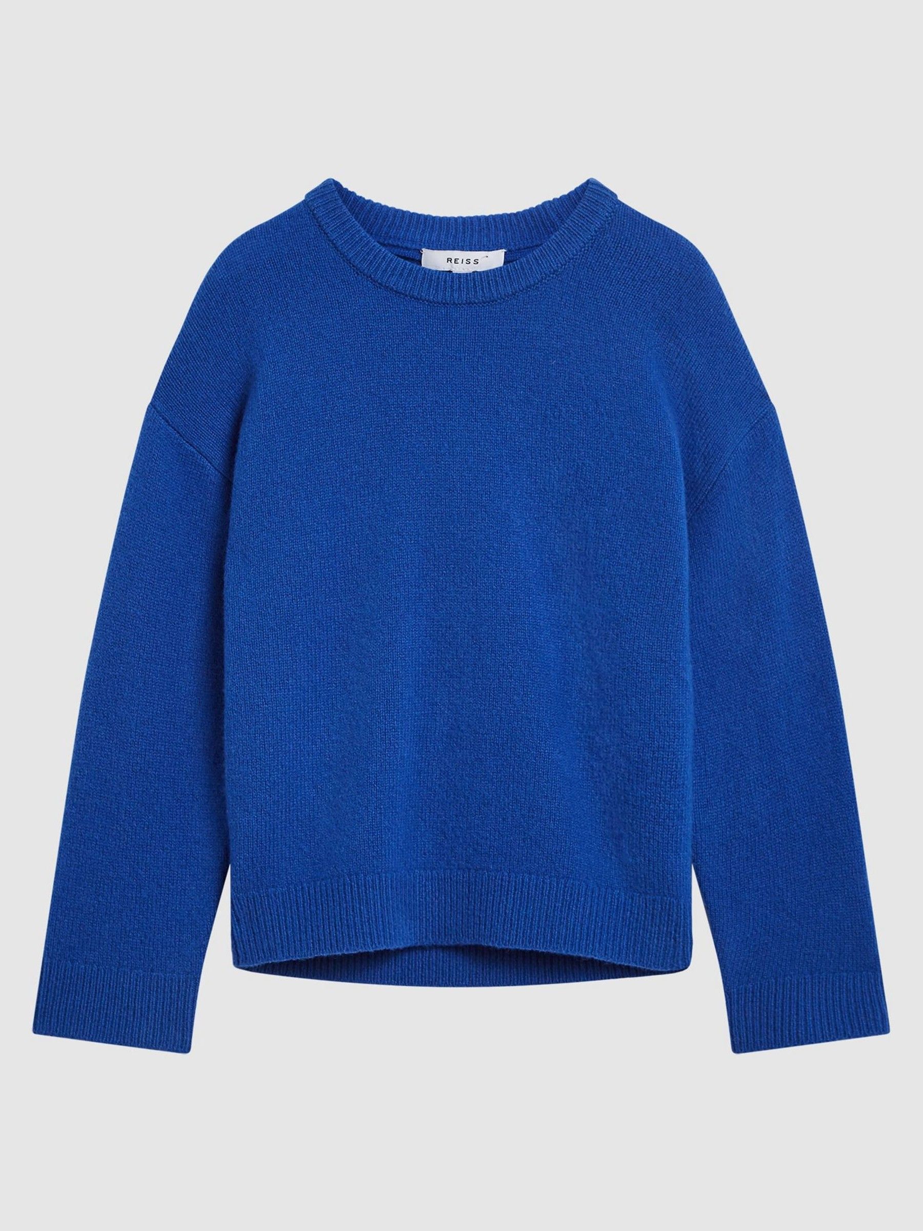 100% Merino Wool Crew Neck Jumper in Bright Blue - Image 2 of 5