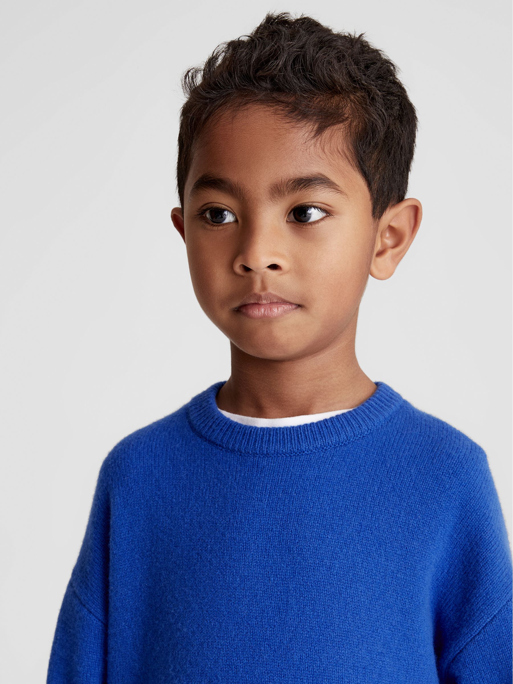 100% Merino Wool Crew Neck Jumper in Bright Blue - Image 3 of 5