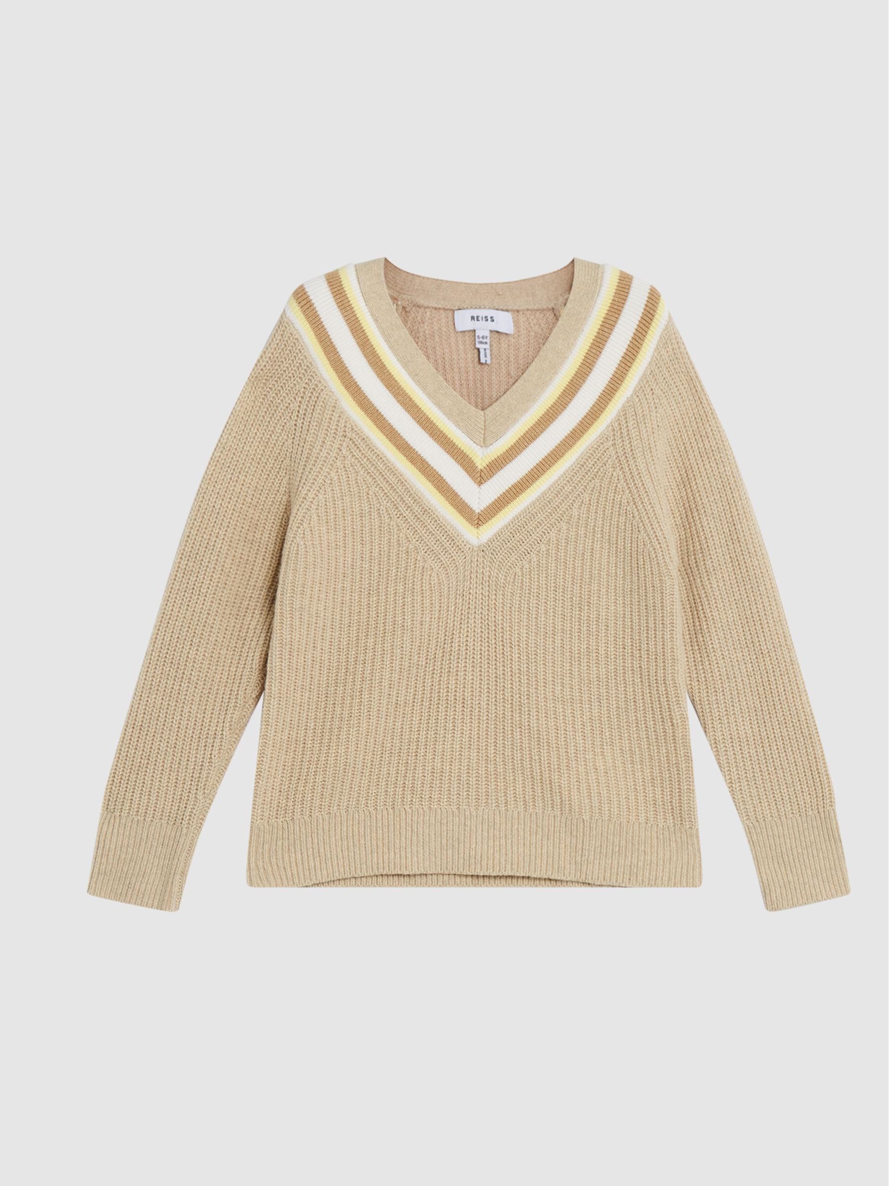 Colour Block V Neck Sweater in Neutral - 圖片 2/6 Colour Block V Neck Sweater in Neutral - 圖片 2/6