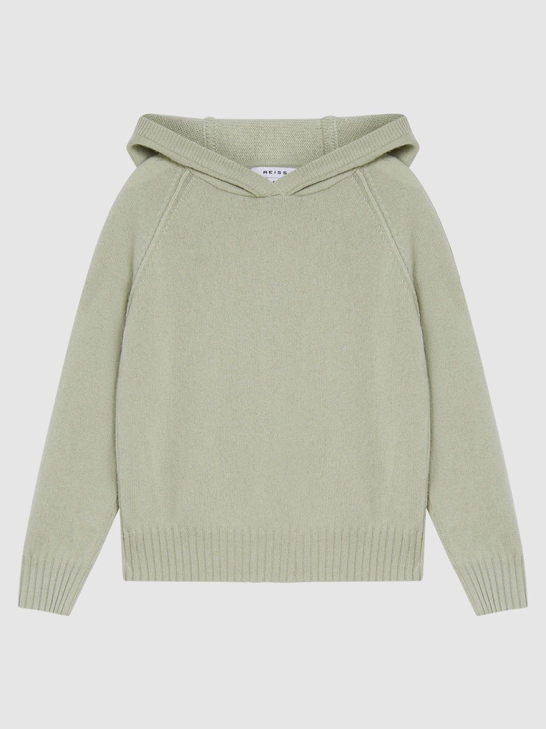 Wool Cashmere Blend Hoodie in Sage - Image 2 of 7