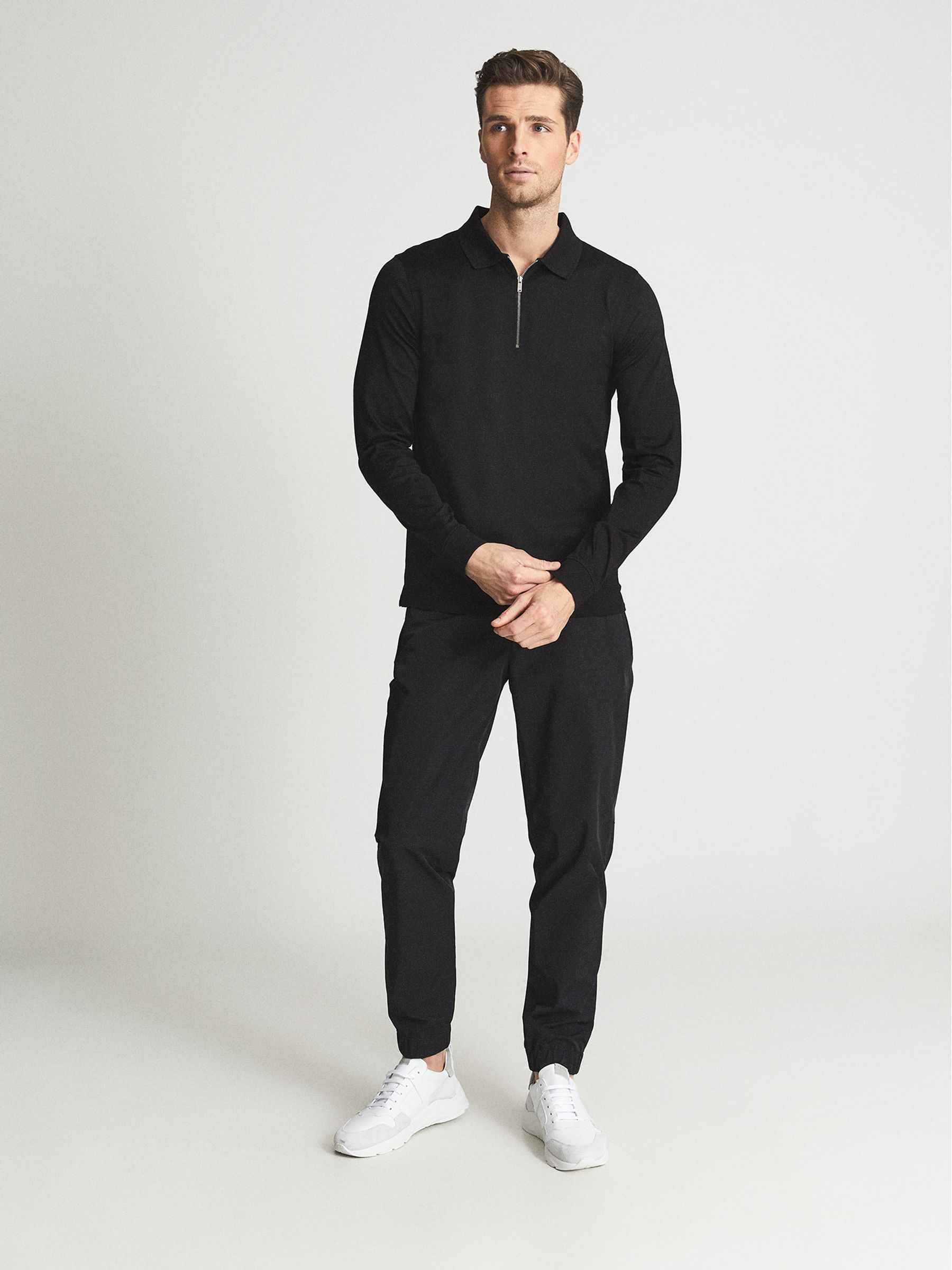 Golf Half Zip Polo Shirt in Black - Image 1 of 6