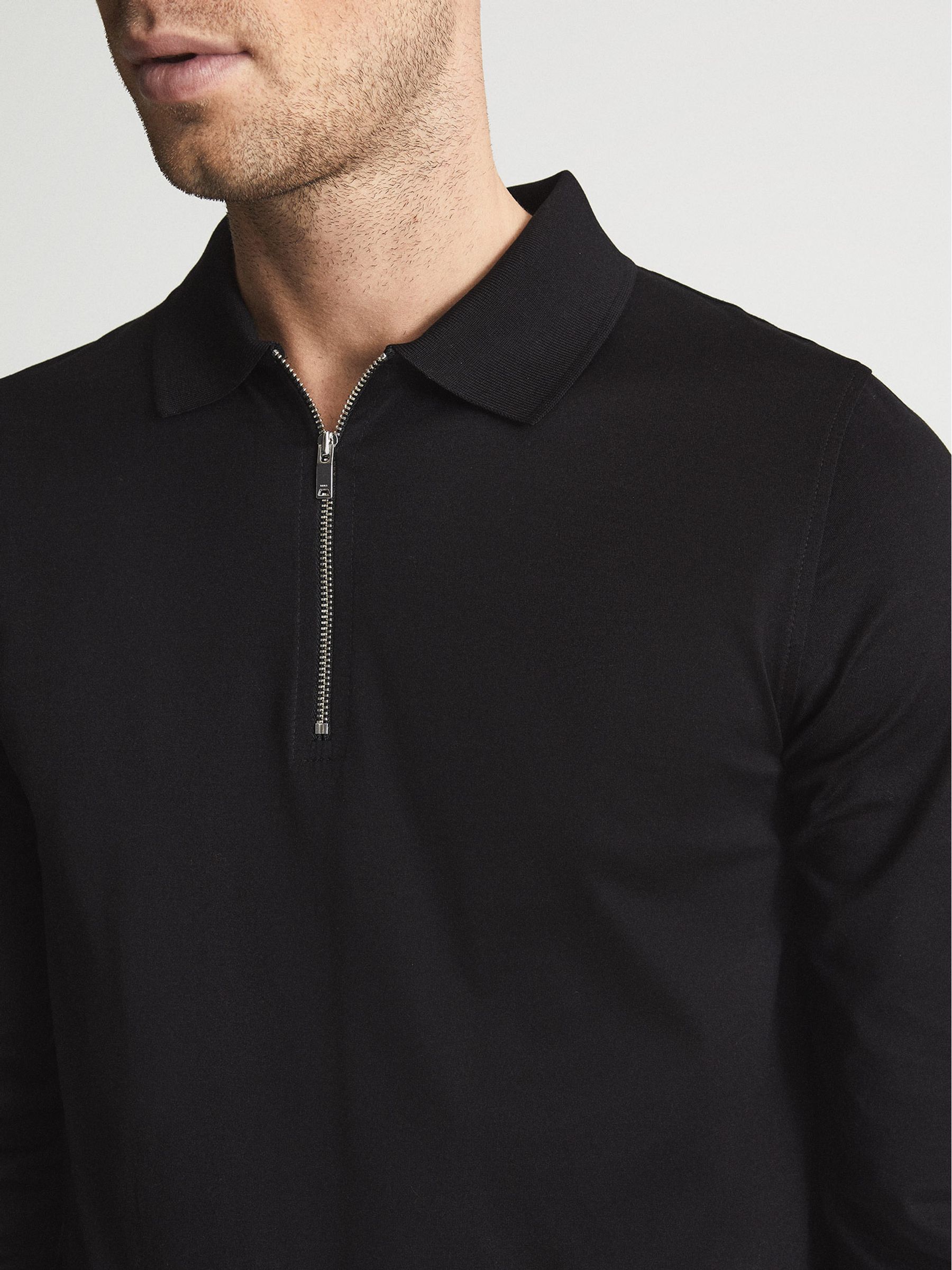 Golf Half Zip Polo Shirt in Black - Image 4 of 6