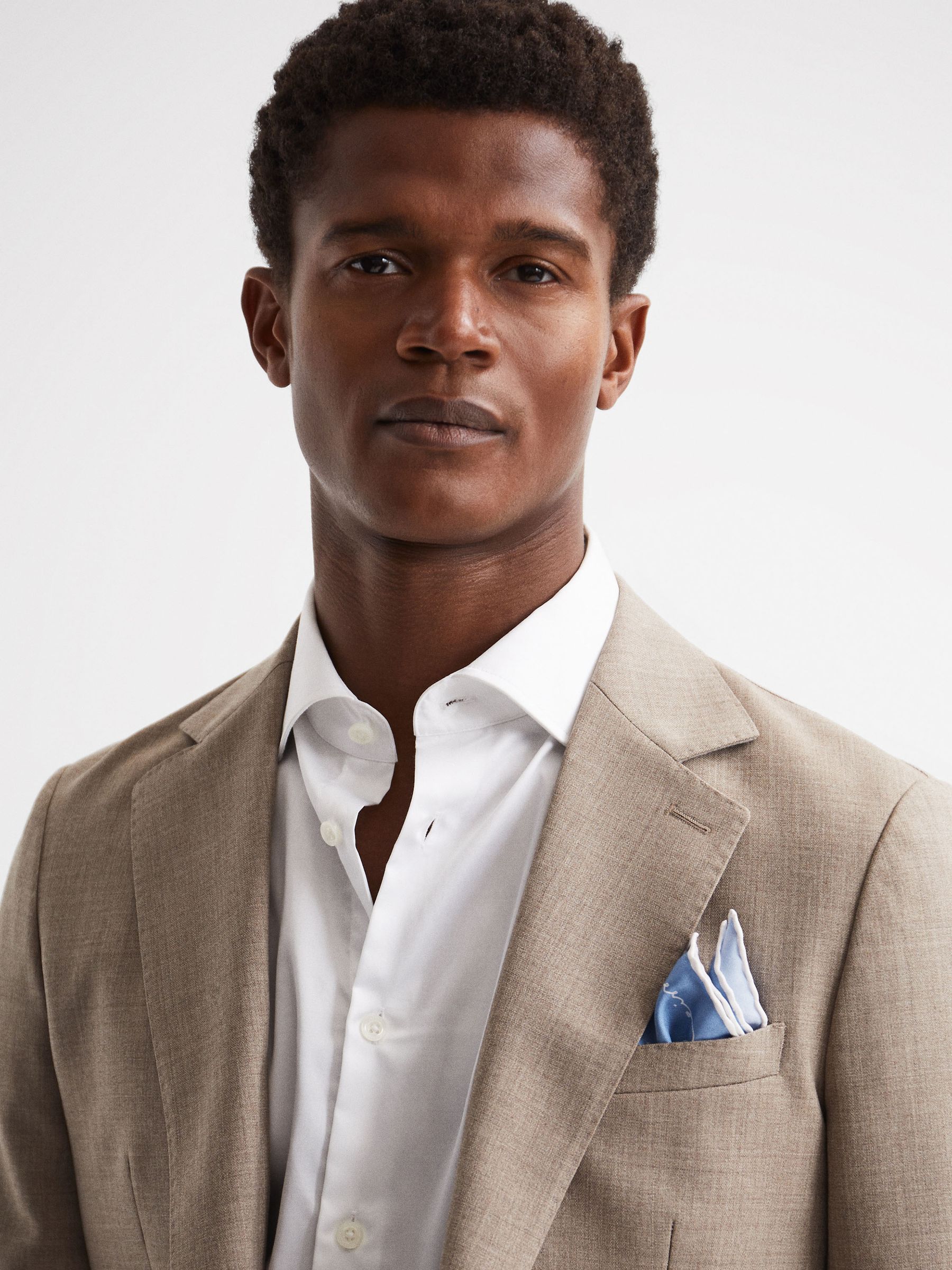 Plain Silk Pocket Square in Airforce Blue - Image 2 of 5