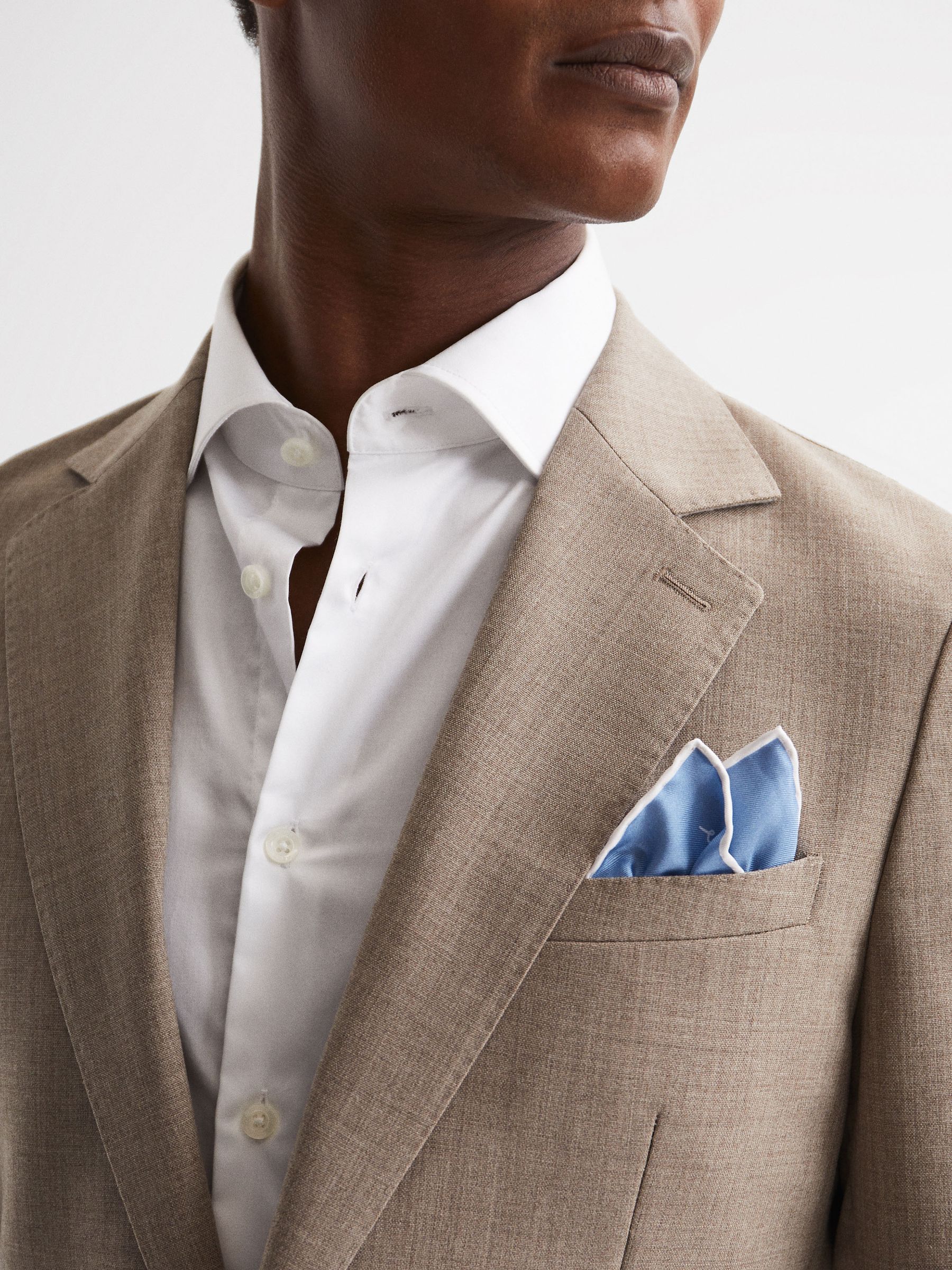 Plain Silk Pocket Square in Airforce Blue - Image 3 of 5