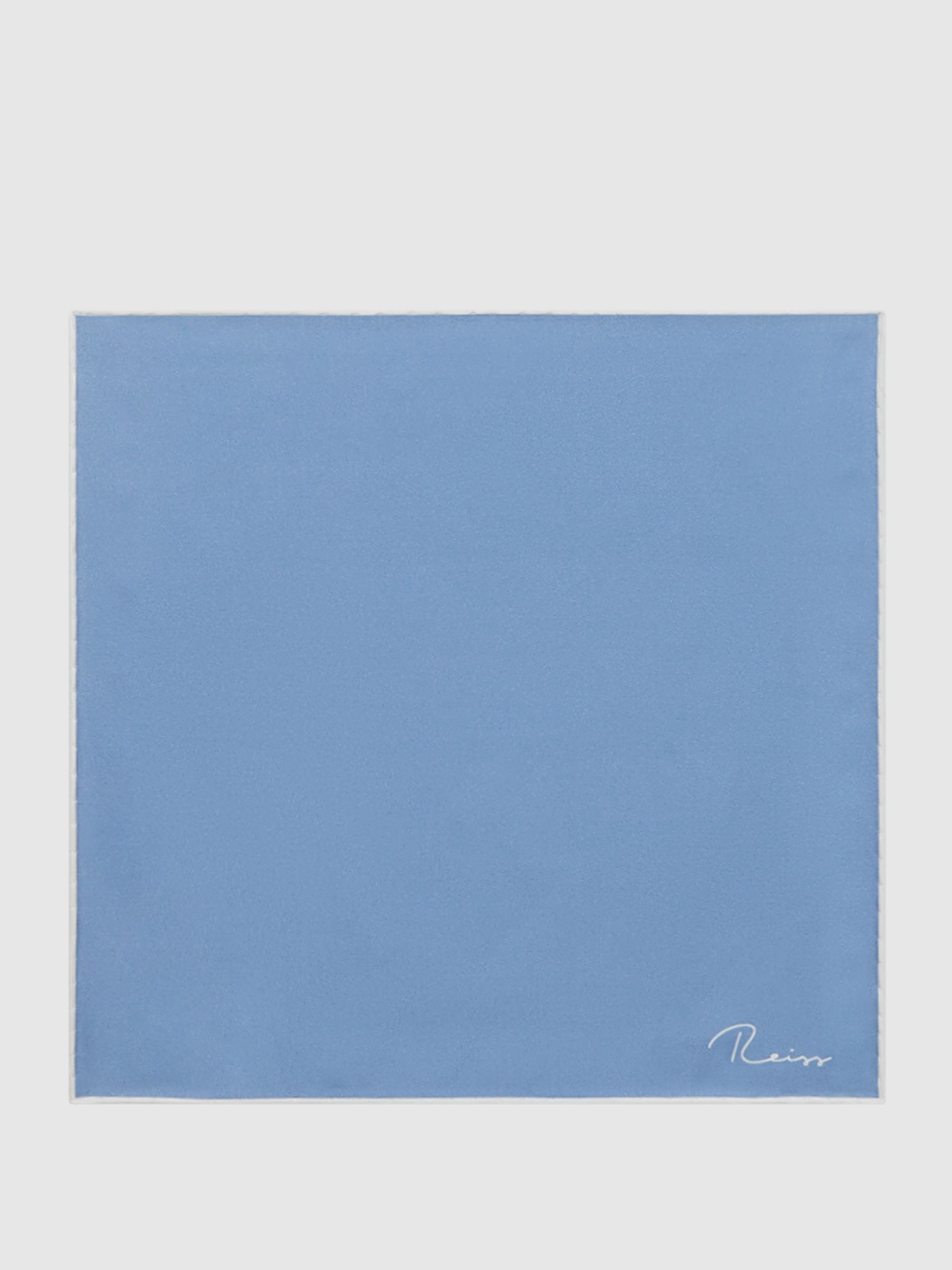Plain Silk Pocket Square in Airforce Blue - Image 4 of 5