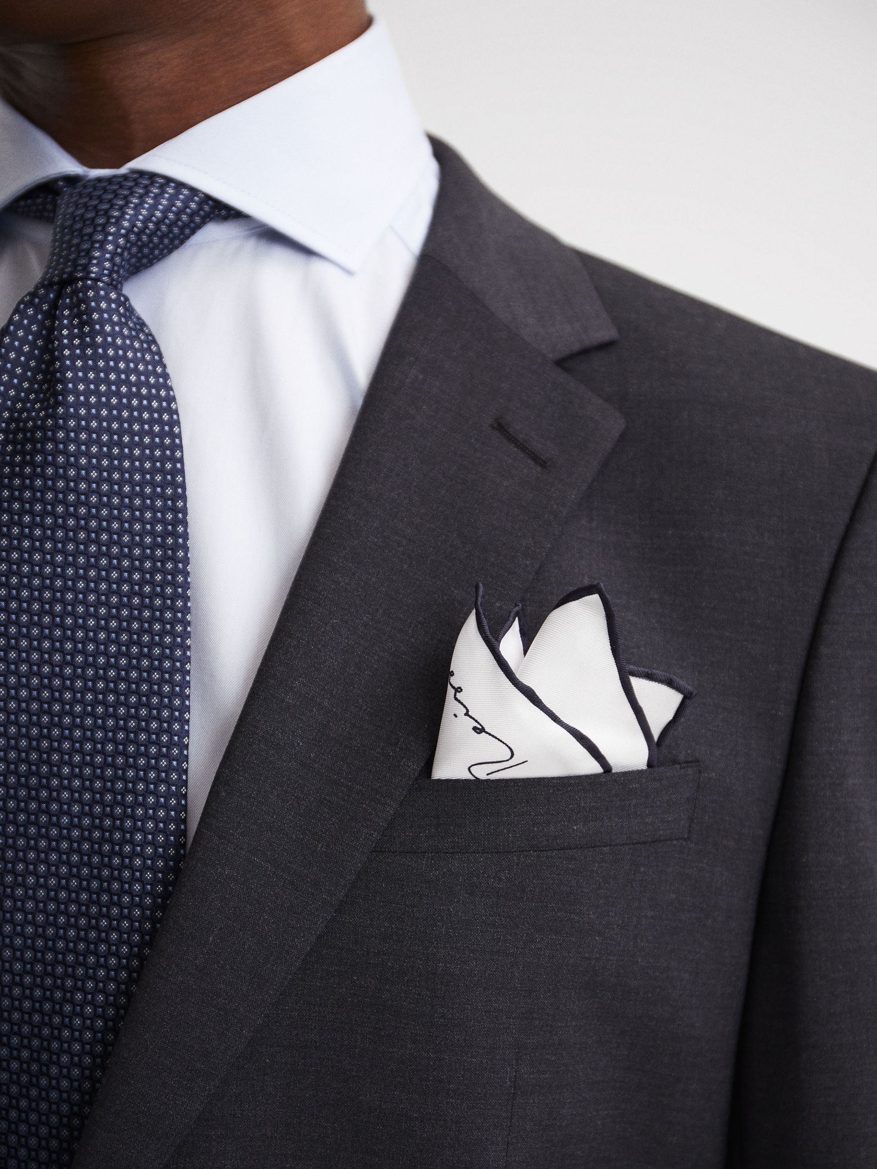 Plain Silk Pocket Square in White - Image 2 of 5