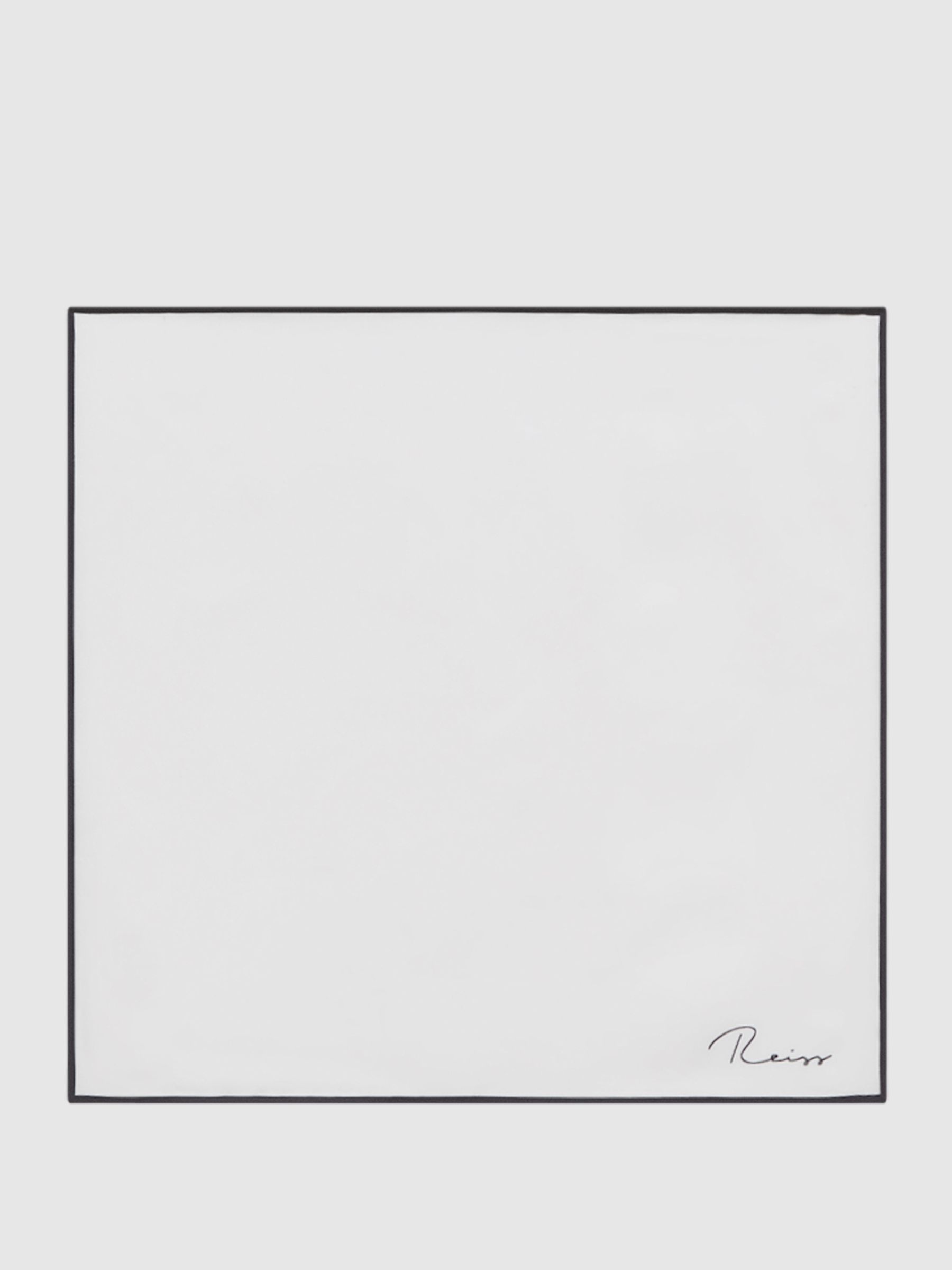 Plain Silk Pocket Square in White - Image 4 of 5