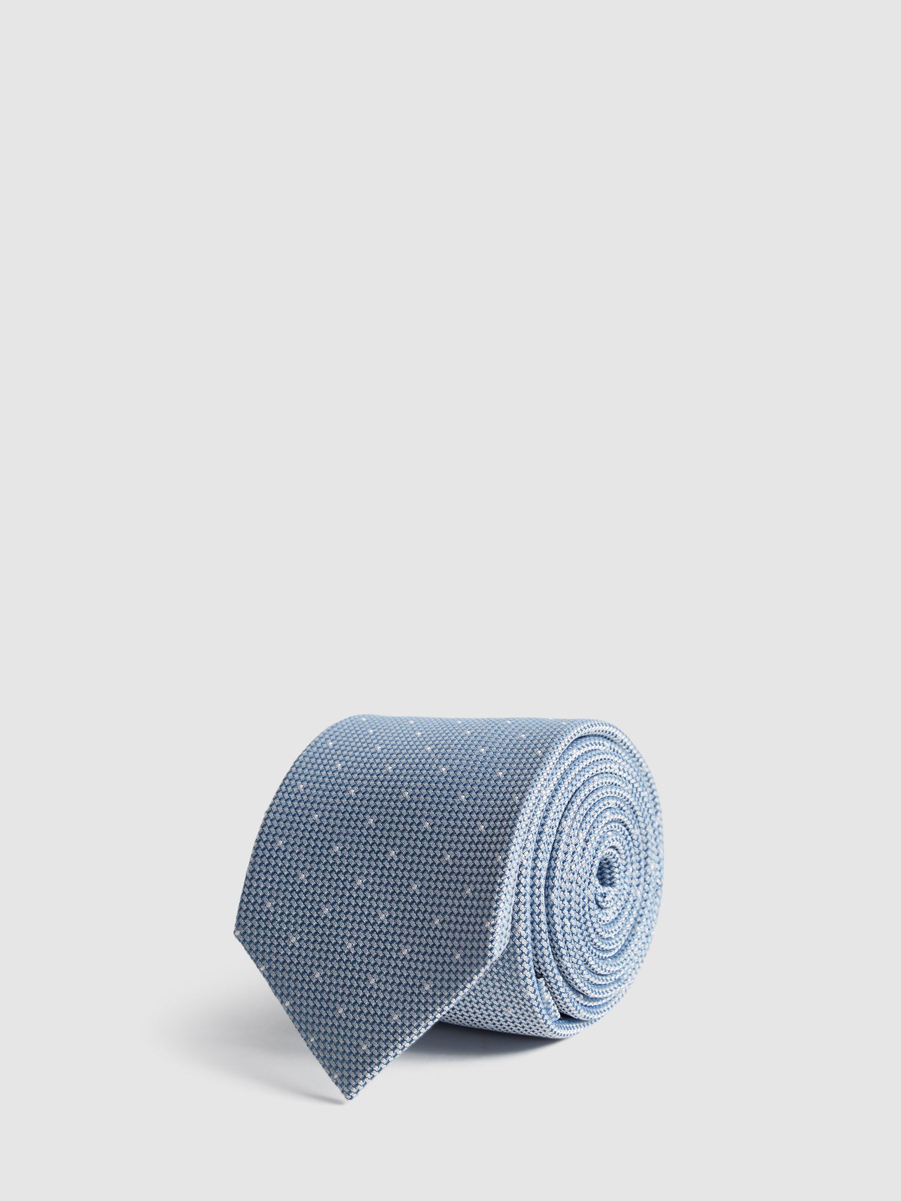 Textured Polka Dot Tie in Airforce Blue - Image 1 of 4