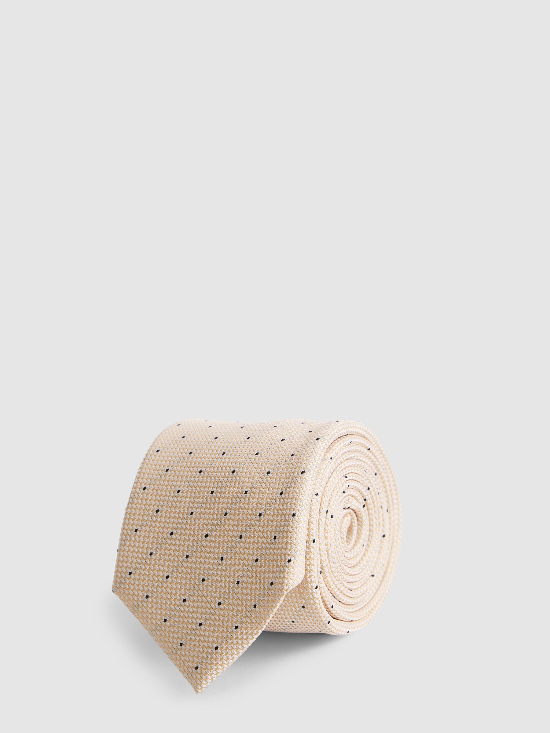 Silk Polka Dot Tie in Champagne - Image 1 of 4 Silk Polka Dot Tie in Champagne - Image 1 of 4