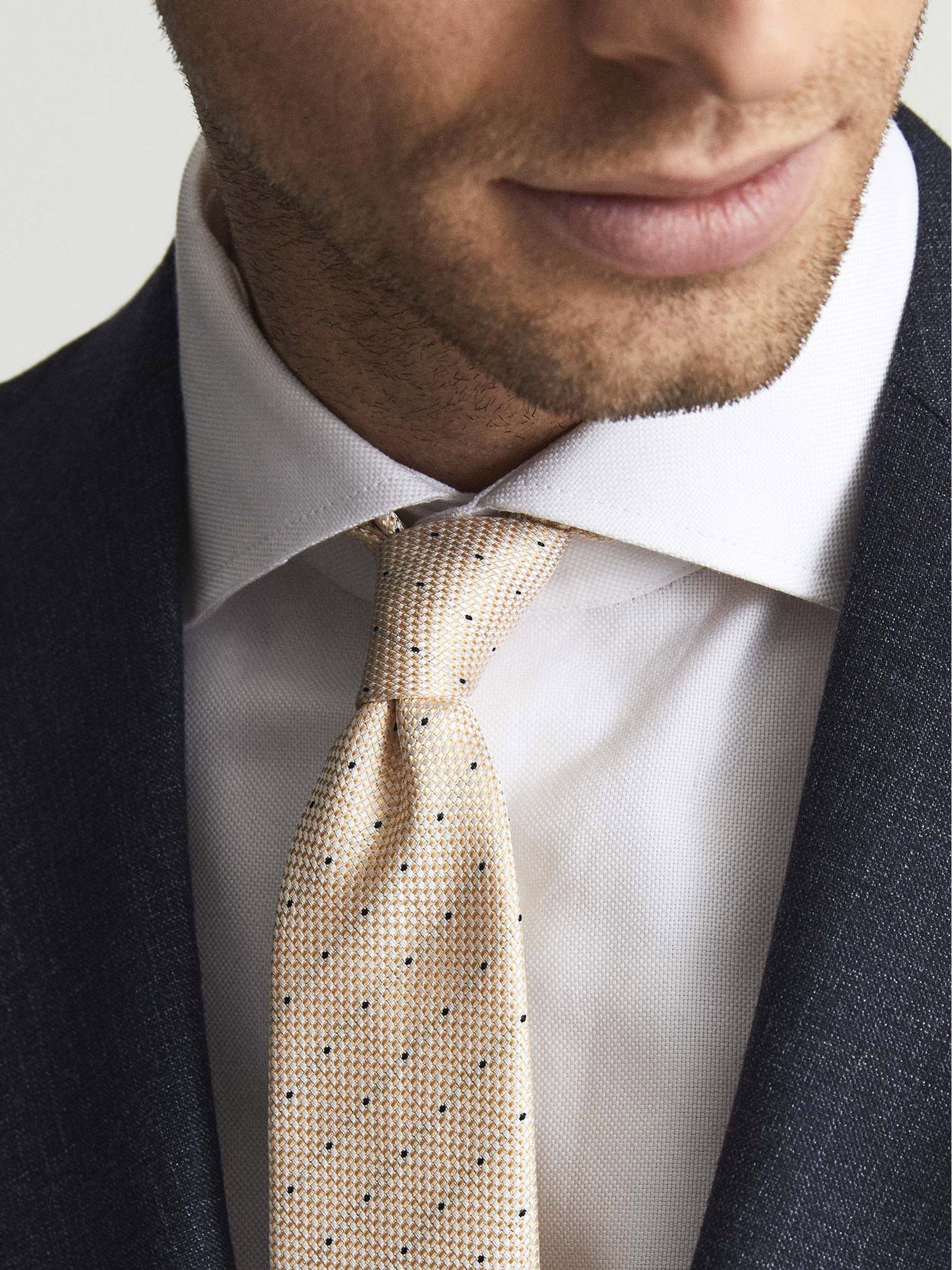 Silk Polka Dot Tie in Champagne - Image 3 of 4