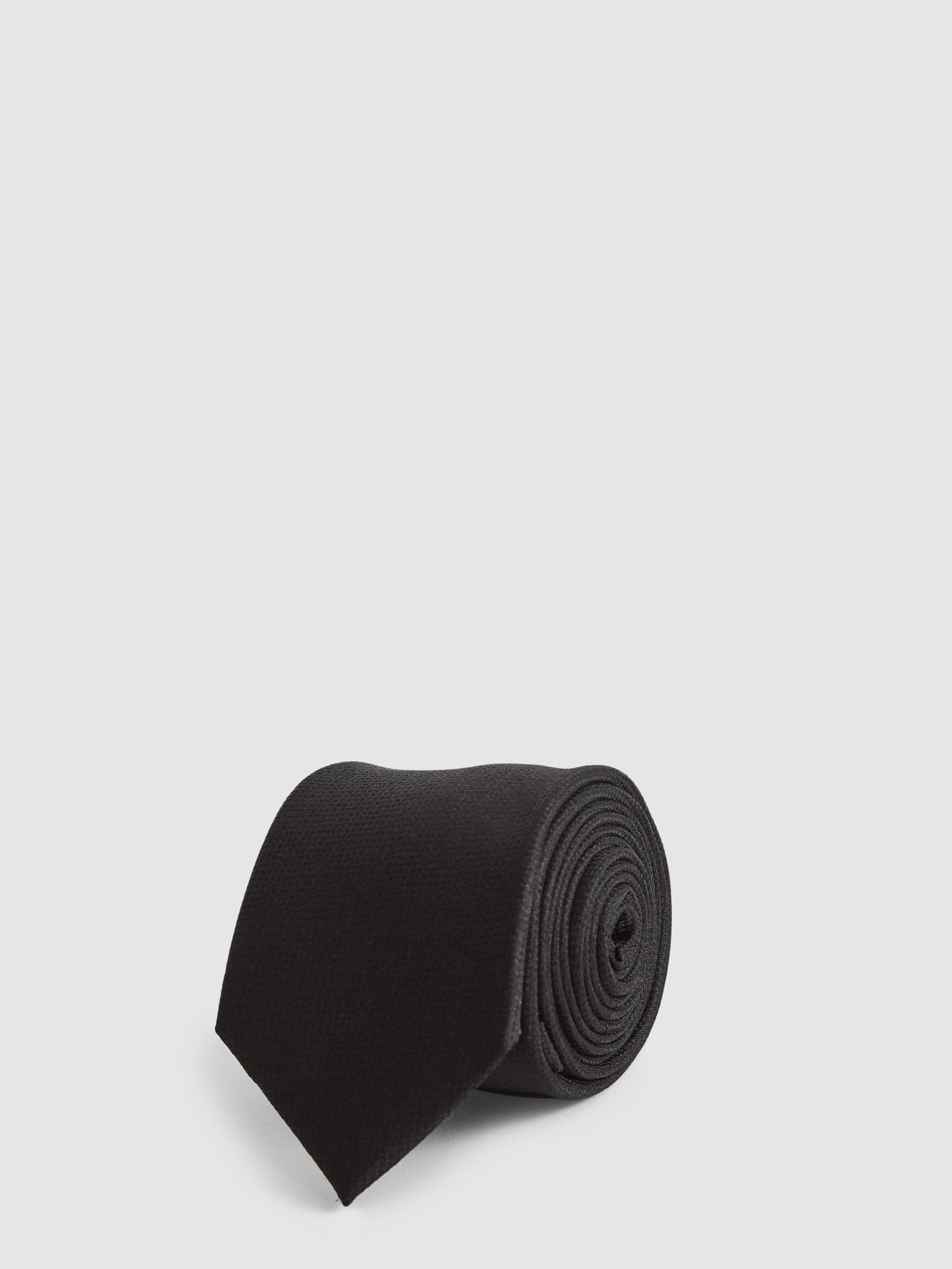 Textured Silk Tie in Black - Image 1 of 3