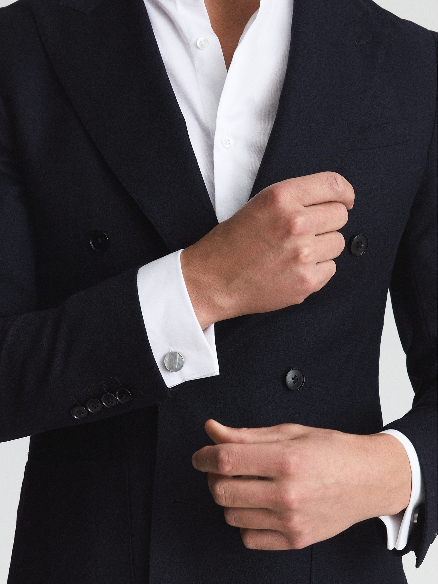 Stone Insert Cufflinks in Silver - Image 2 of 5