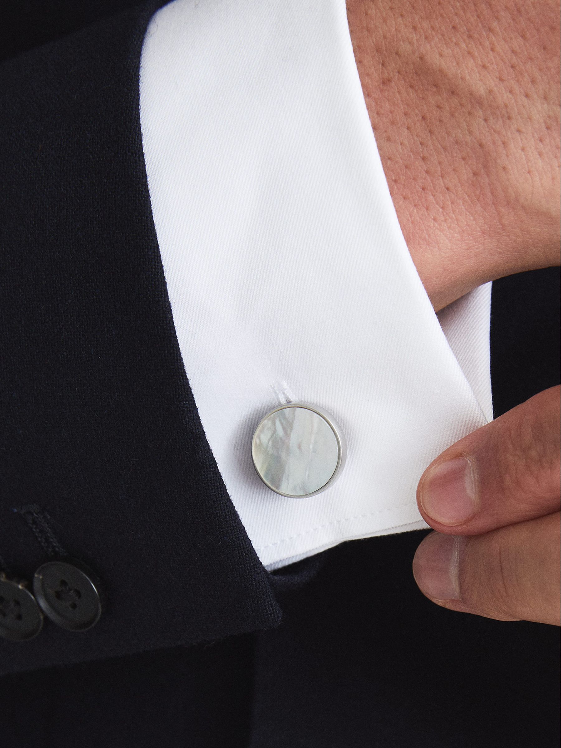 Stone Insert Cufflinks in Silver - Image 3 of 5