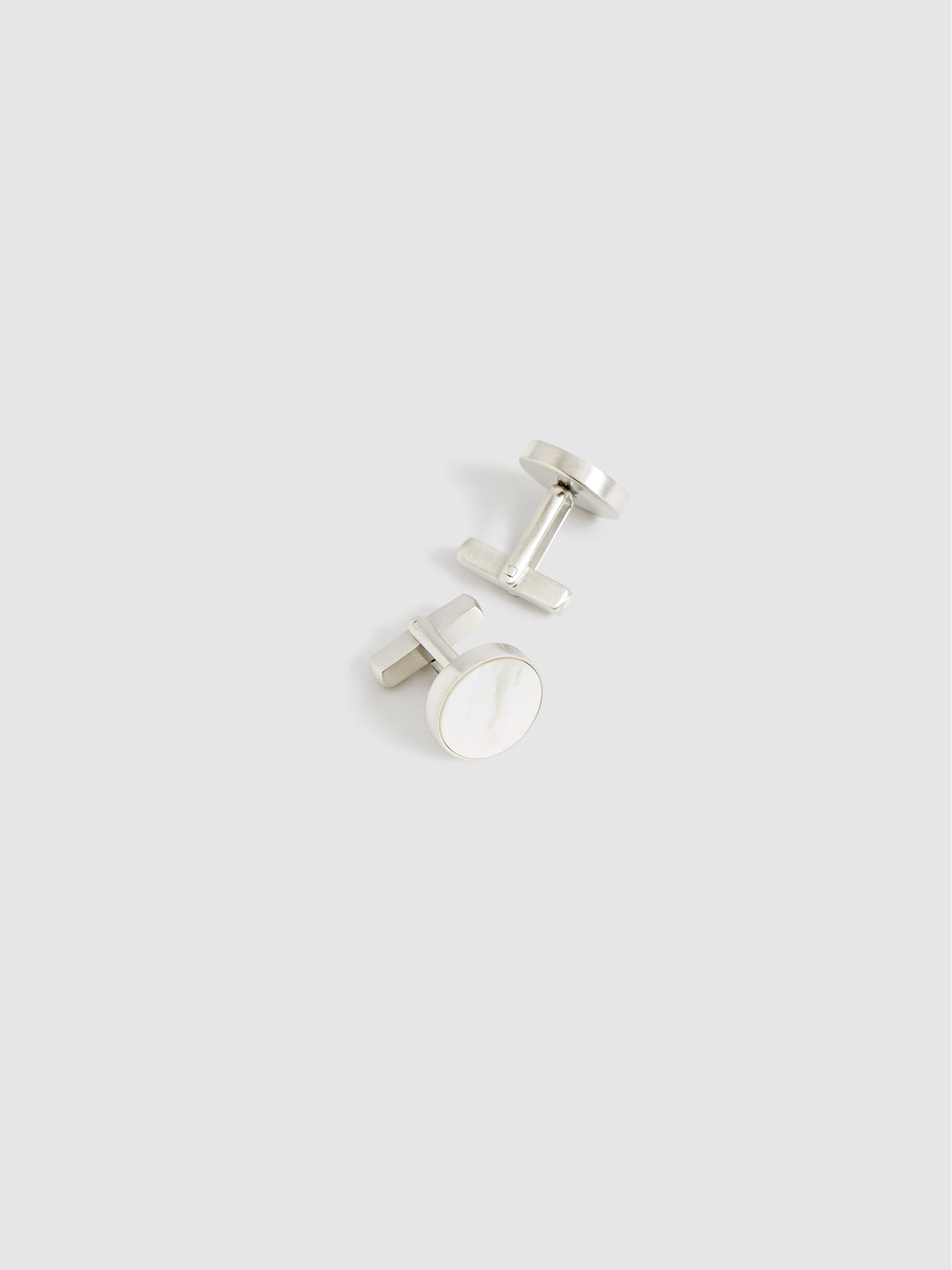 Stone Insert Cufflinks in Silver - Image 4 of 5