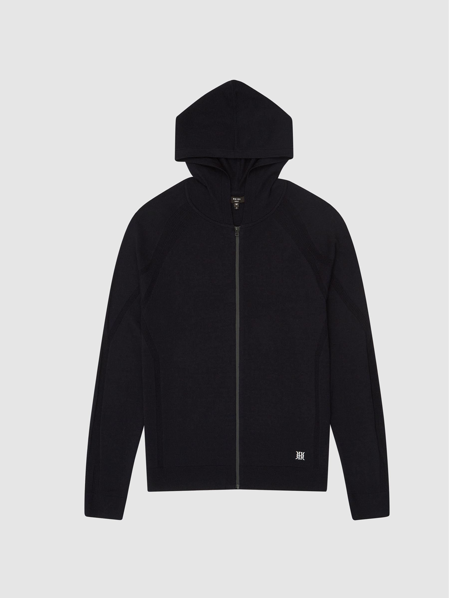 Zip-Up Merino Wool Hoodie in Navy - Image 2 of 6