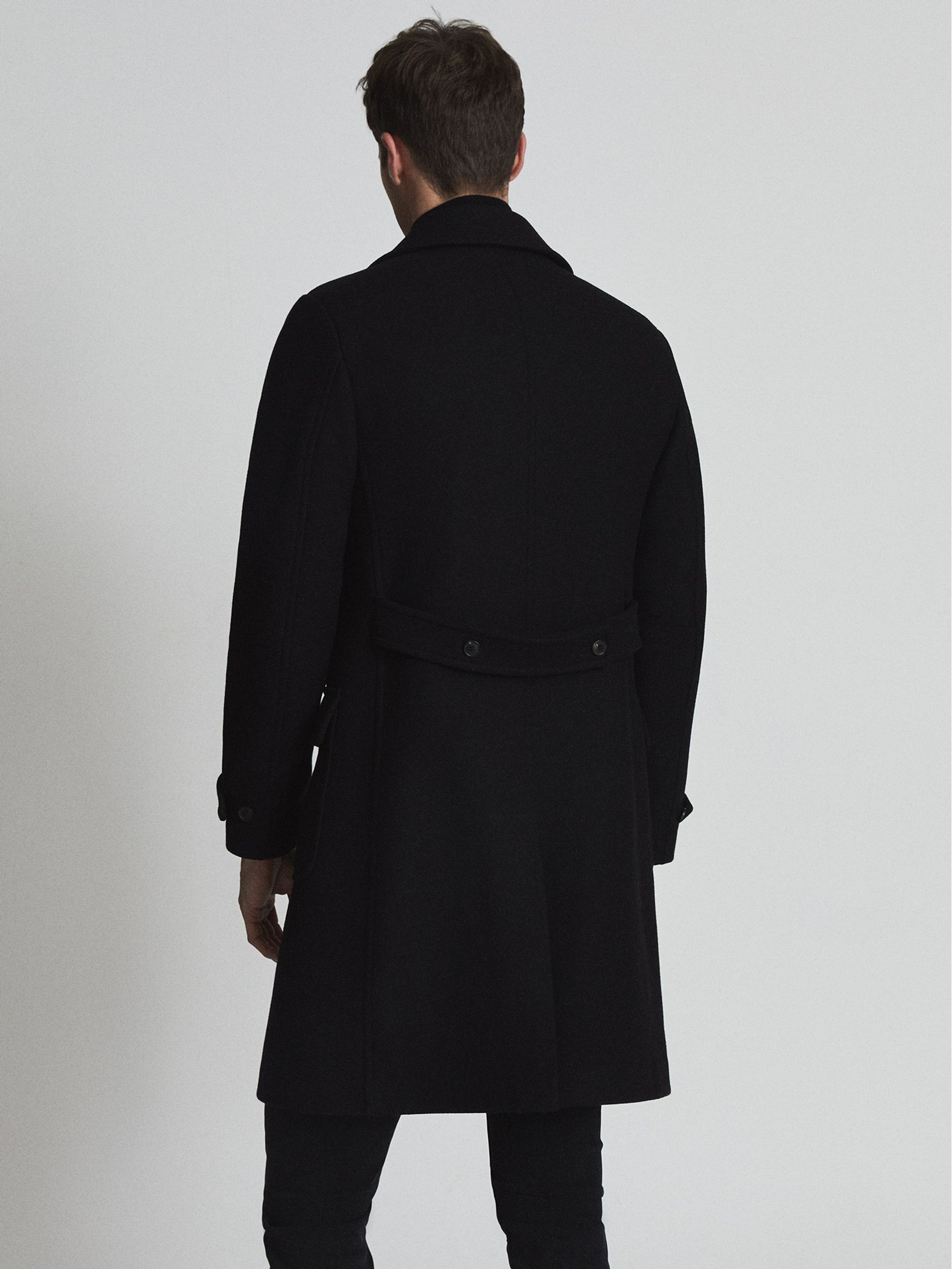 Wool Blend Twill Overcoat in Black - Image 5 of 5