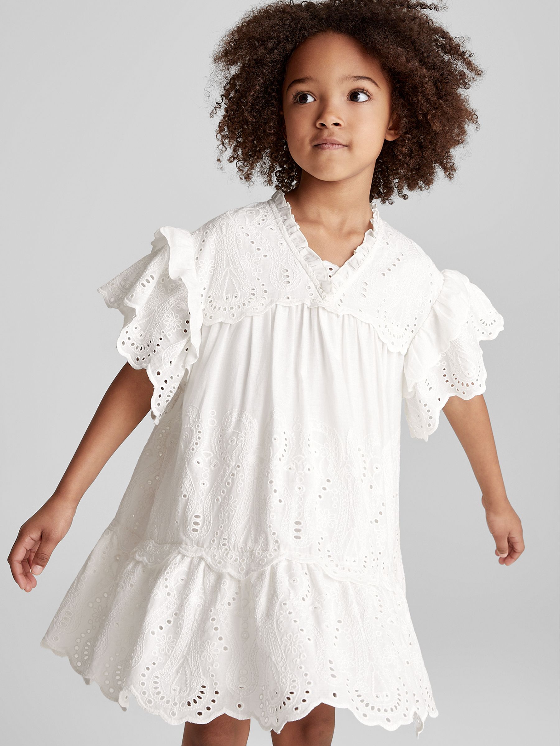 Lace Shift Dress in White - Image 1 of 6