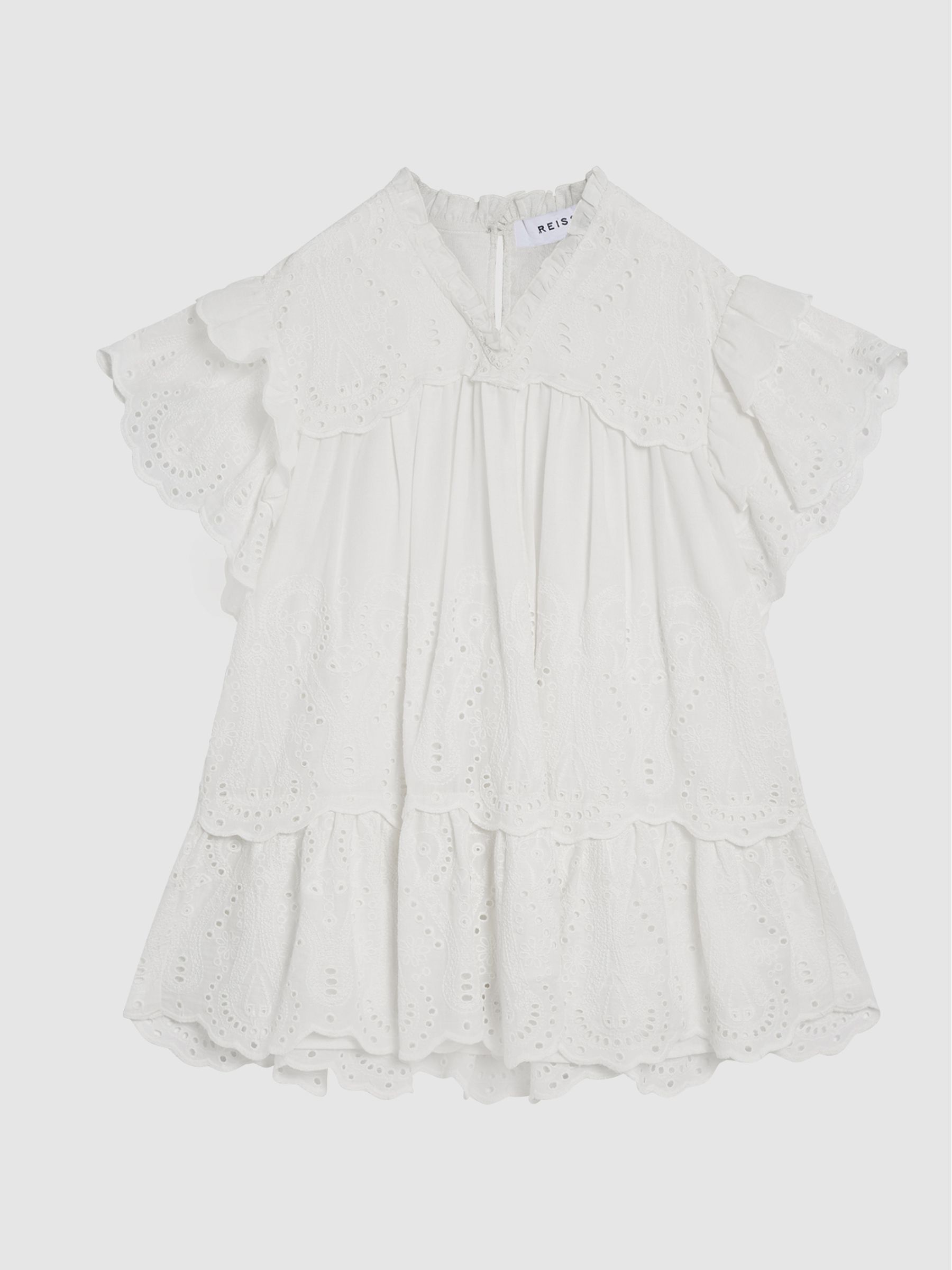 Lace Shift Dress in White - Image 2 of 6 Lace Shift Dress in White - Image 2 of 6