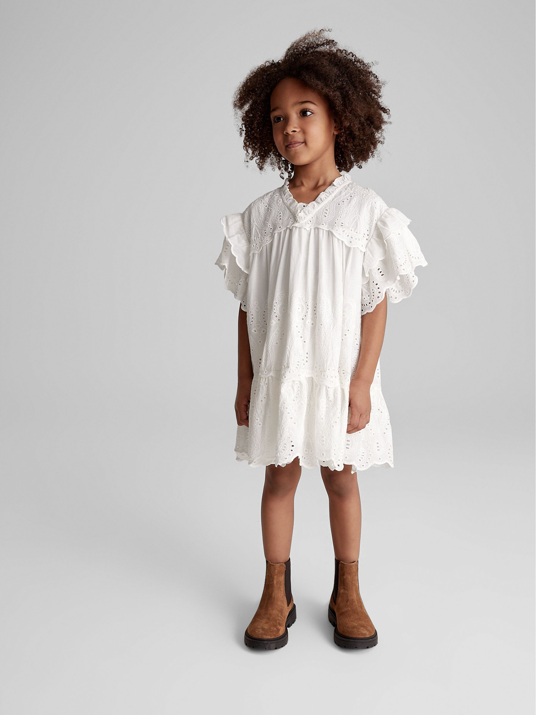 Lace Shift Dress in White - Image 3 of 6