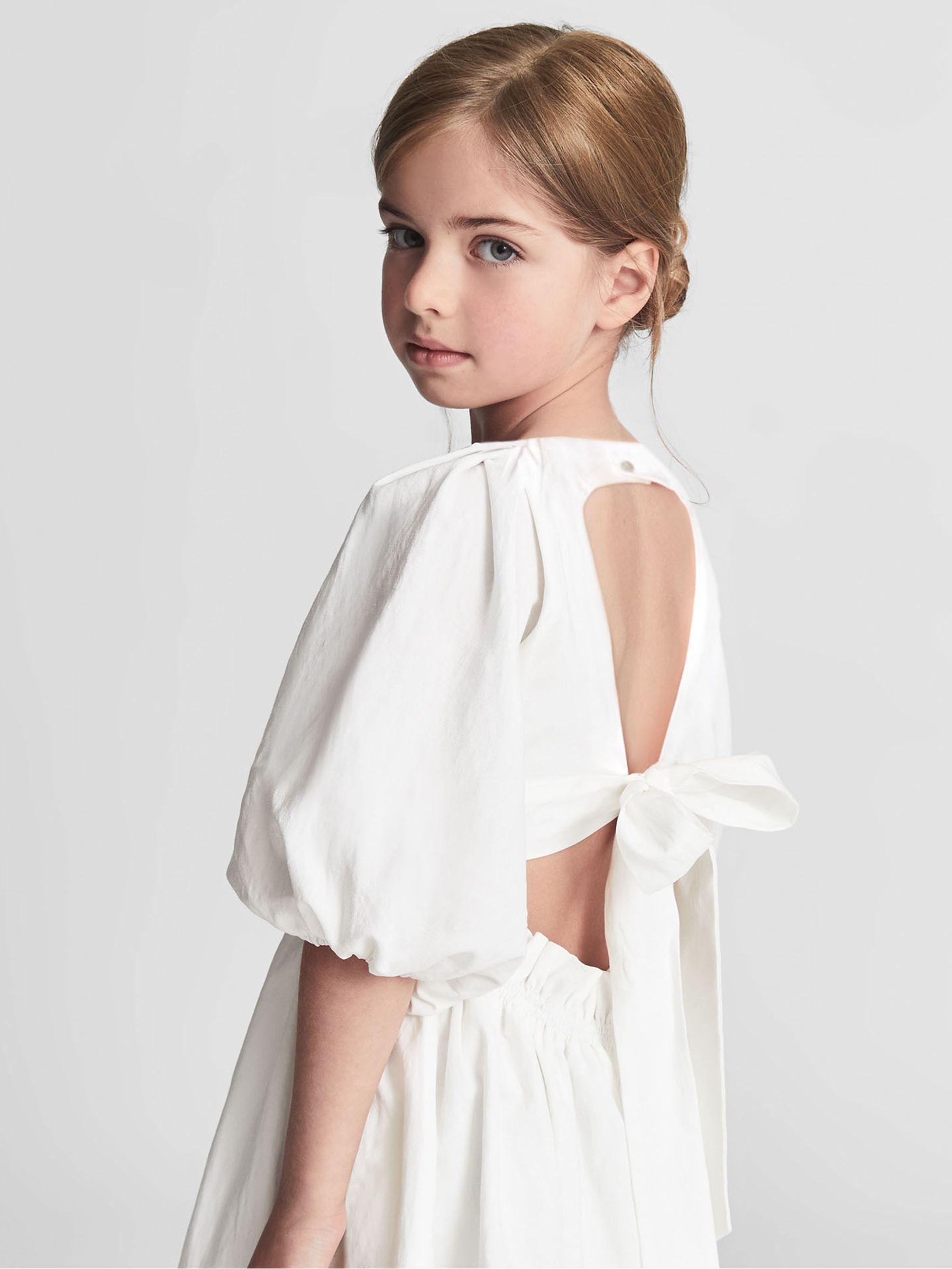 Bow Back Dress in White - Image 3 of 6