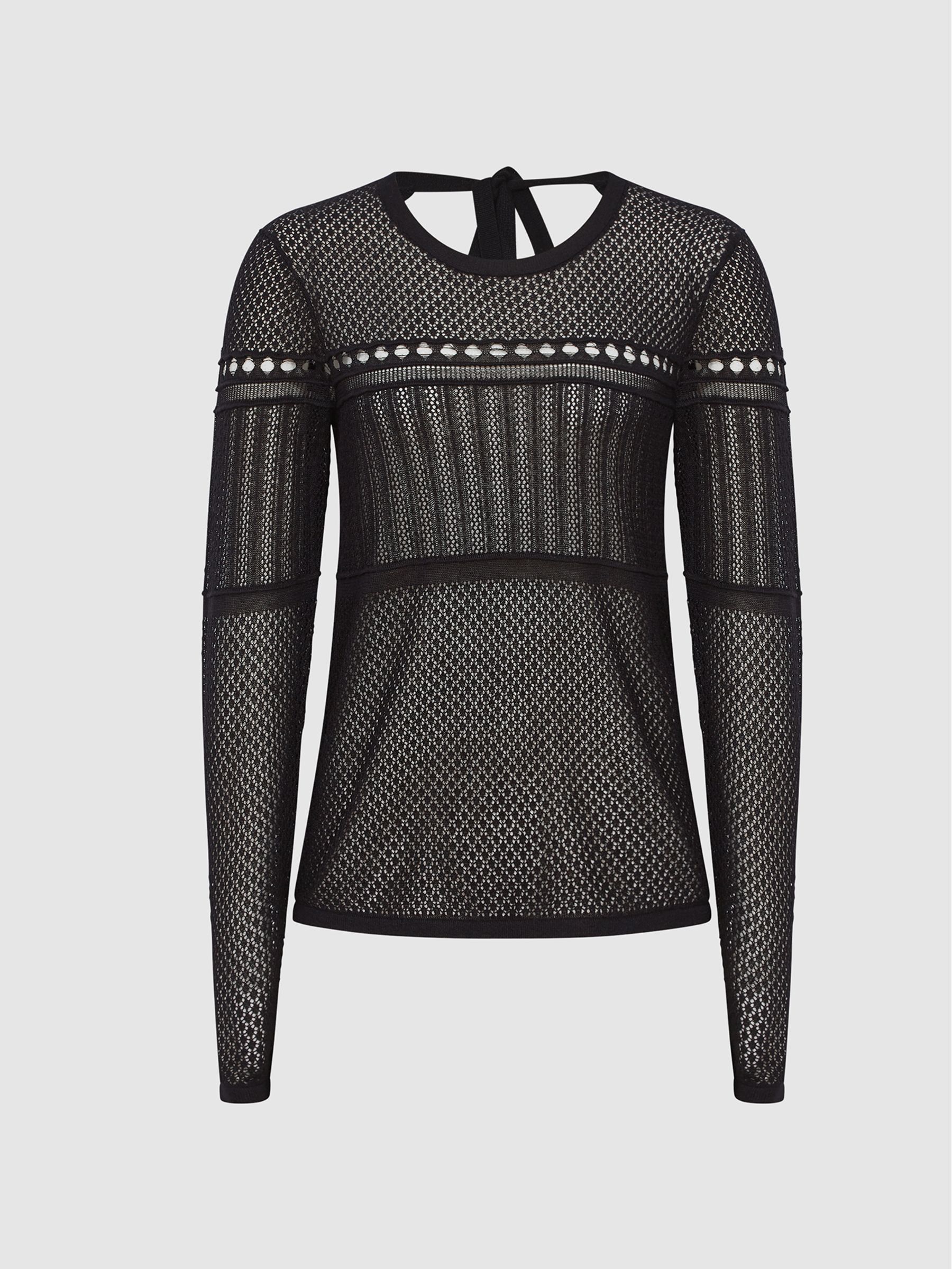Lace Crew Neck Jumper in Black - Image 2 of 7
