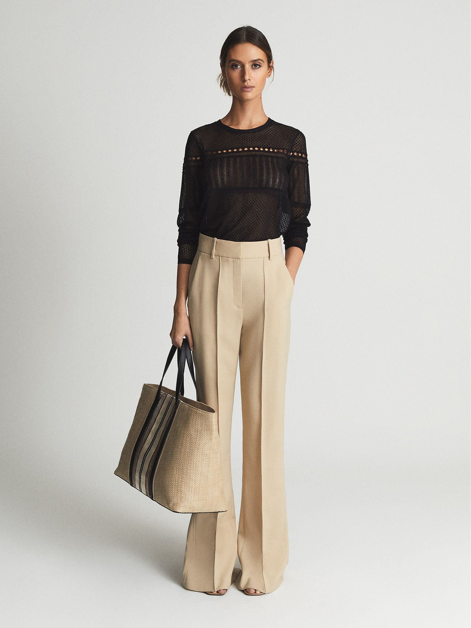 Lace Crew Neck Jumper in Black - Image 3 of 7