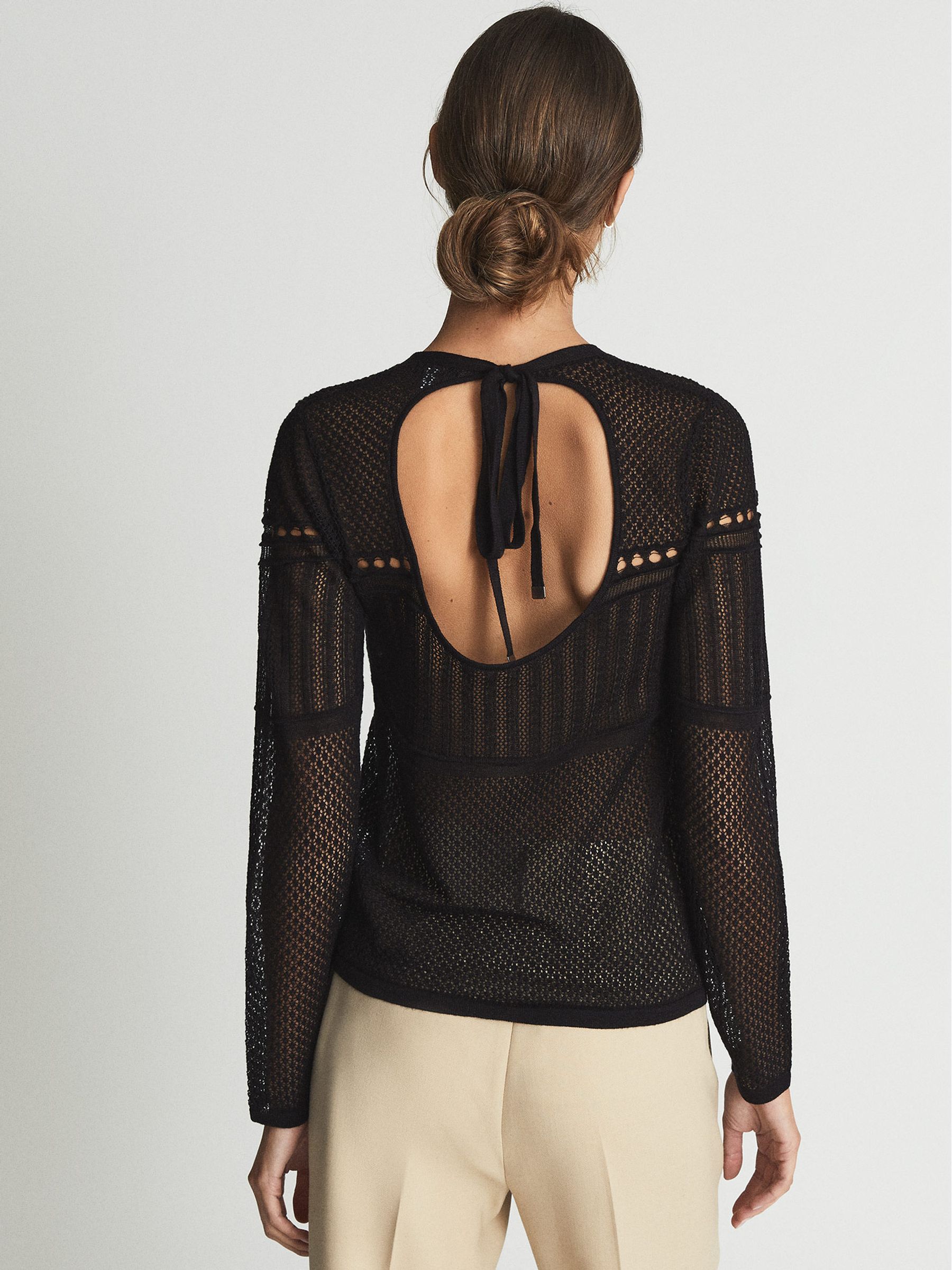 Lace Crew Neck Jumper in Black - Image 5 of 7