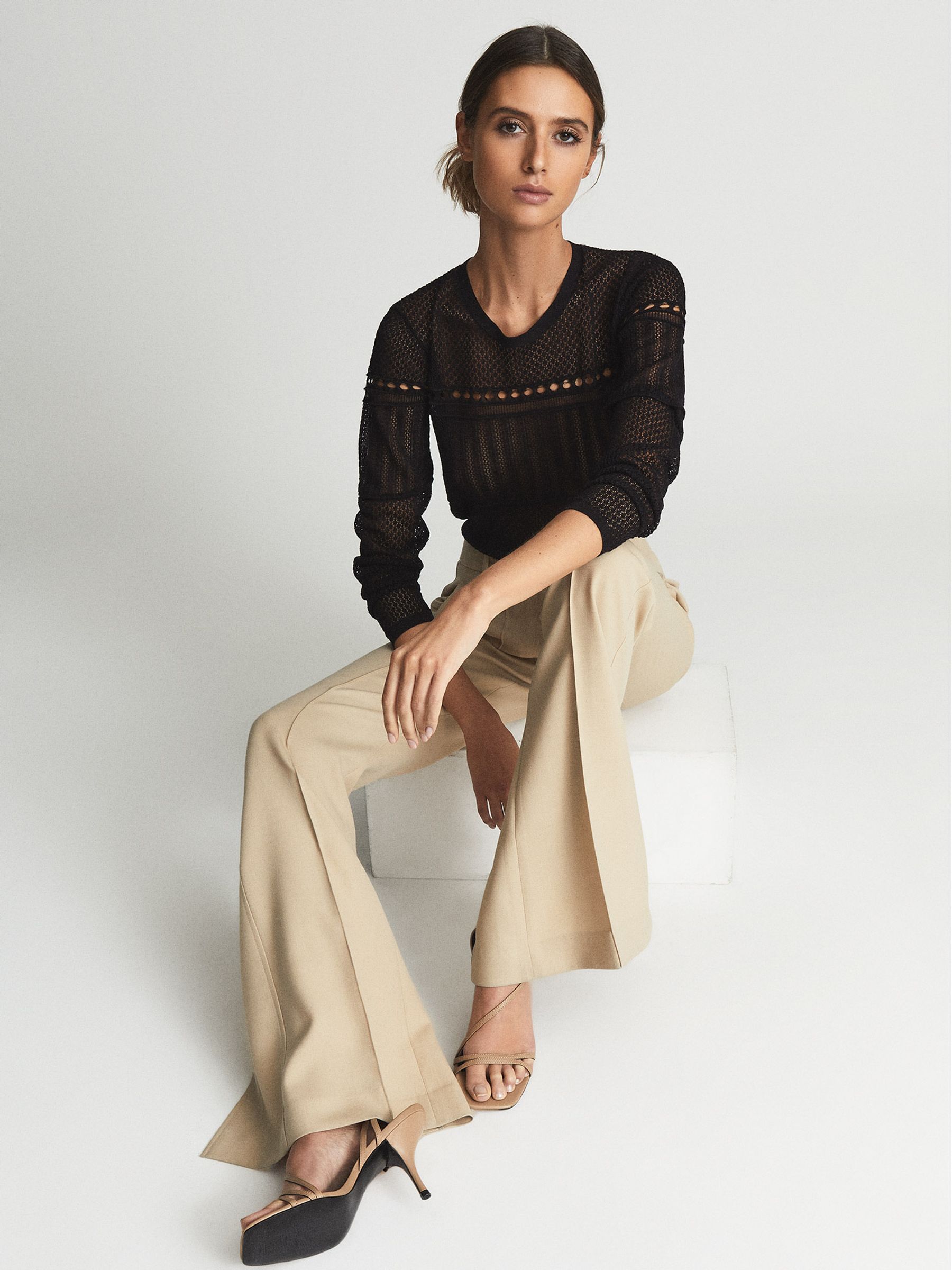 Lace Crew Neck Jumper in Black - Image 6 of 7