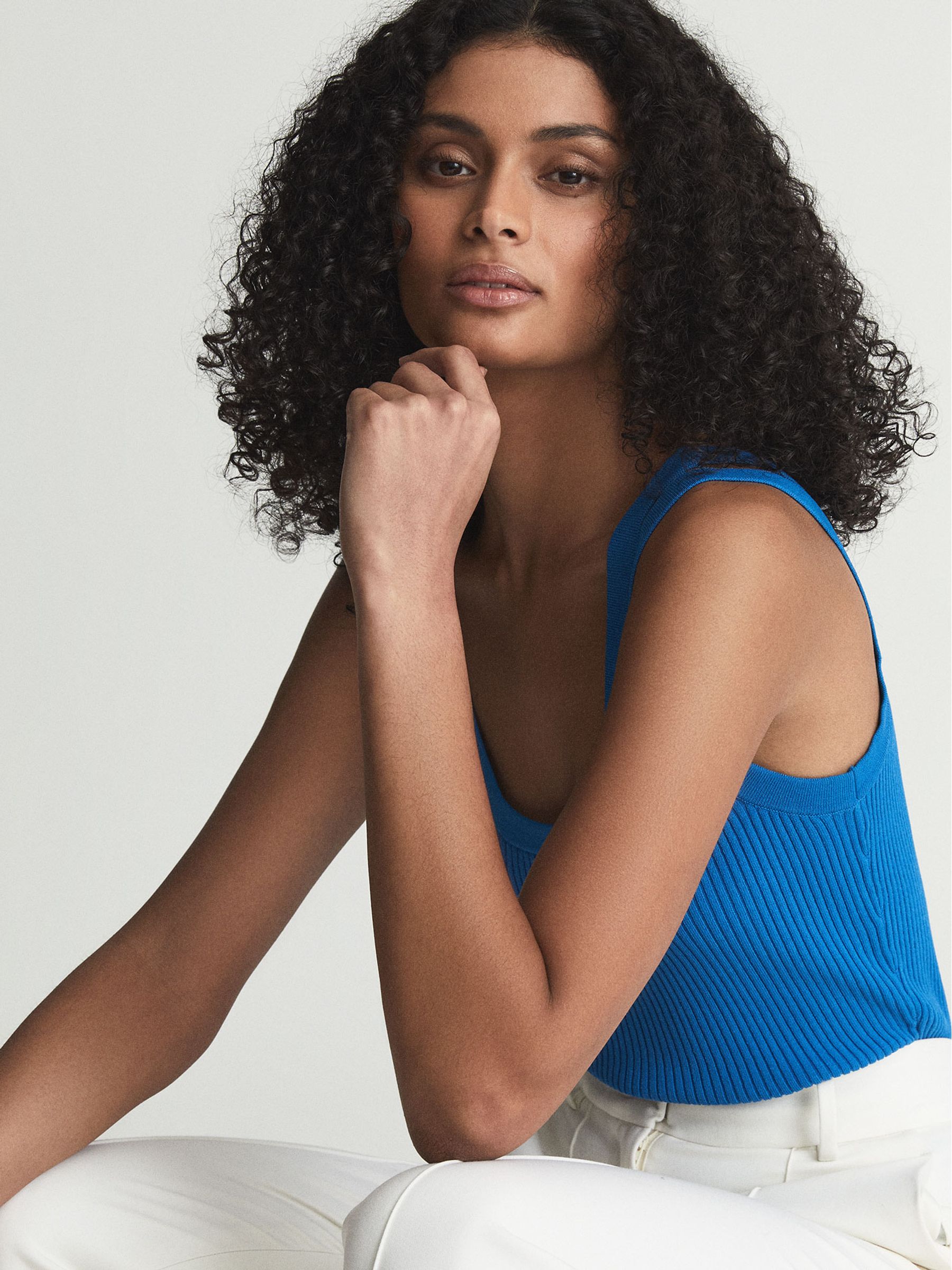 Reiss Double Strap Knitted Vest in Blue - REISS