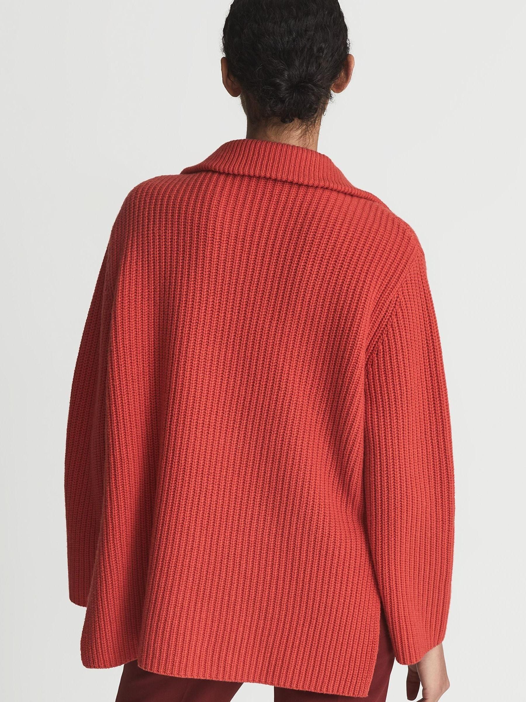 Striped Knitted V Neck Jumper in Orange - Image 5 of 7