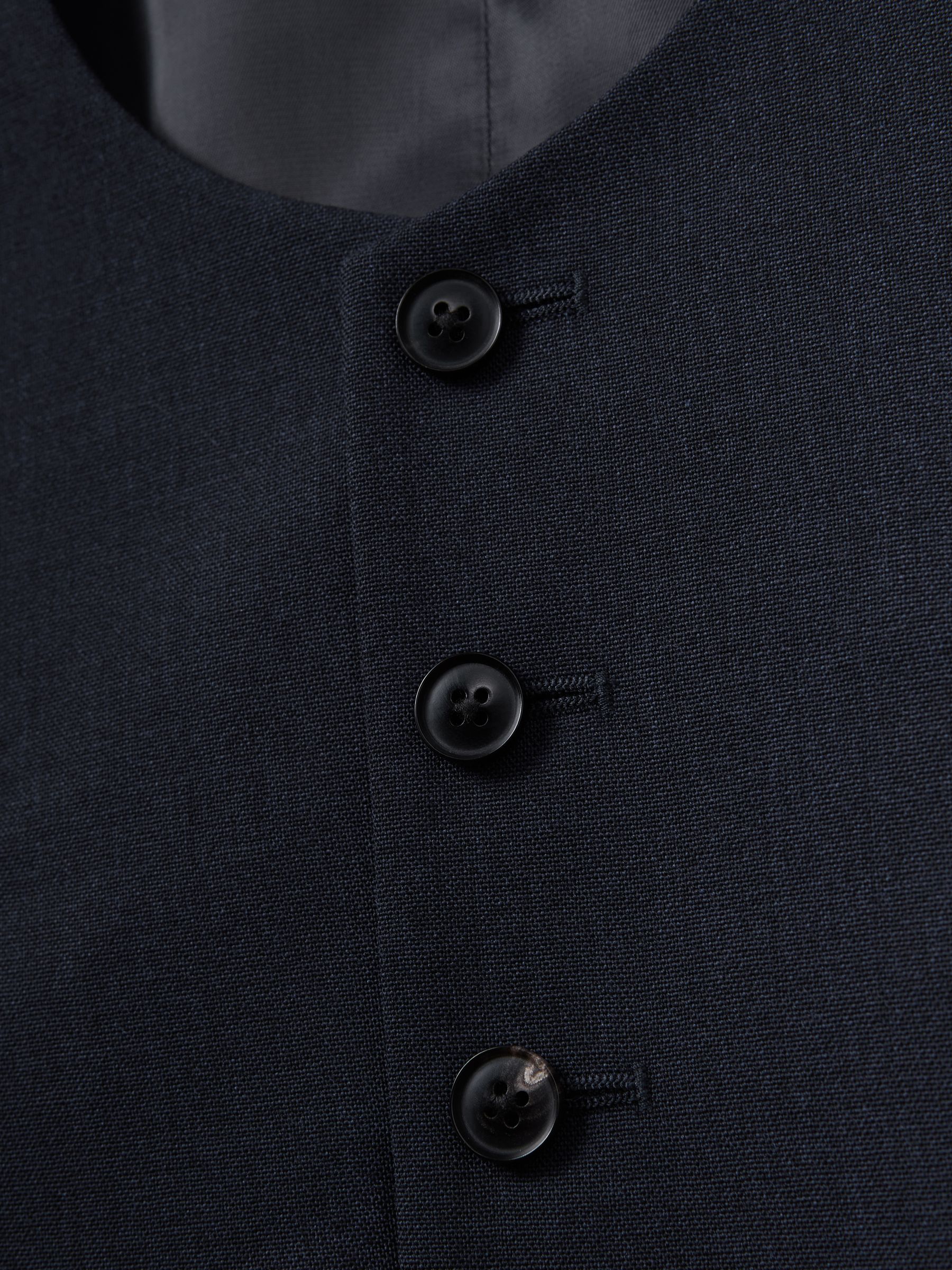 Horse Shoe Slim Fit Wool Waistcoat in Navy - Image 6 of 6