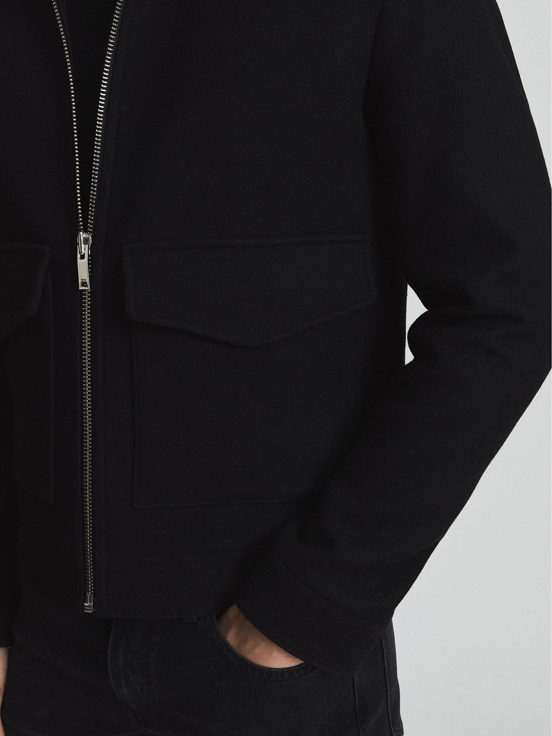 Shearling Collar Jacket in Black - Image 4 of 5