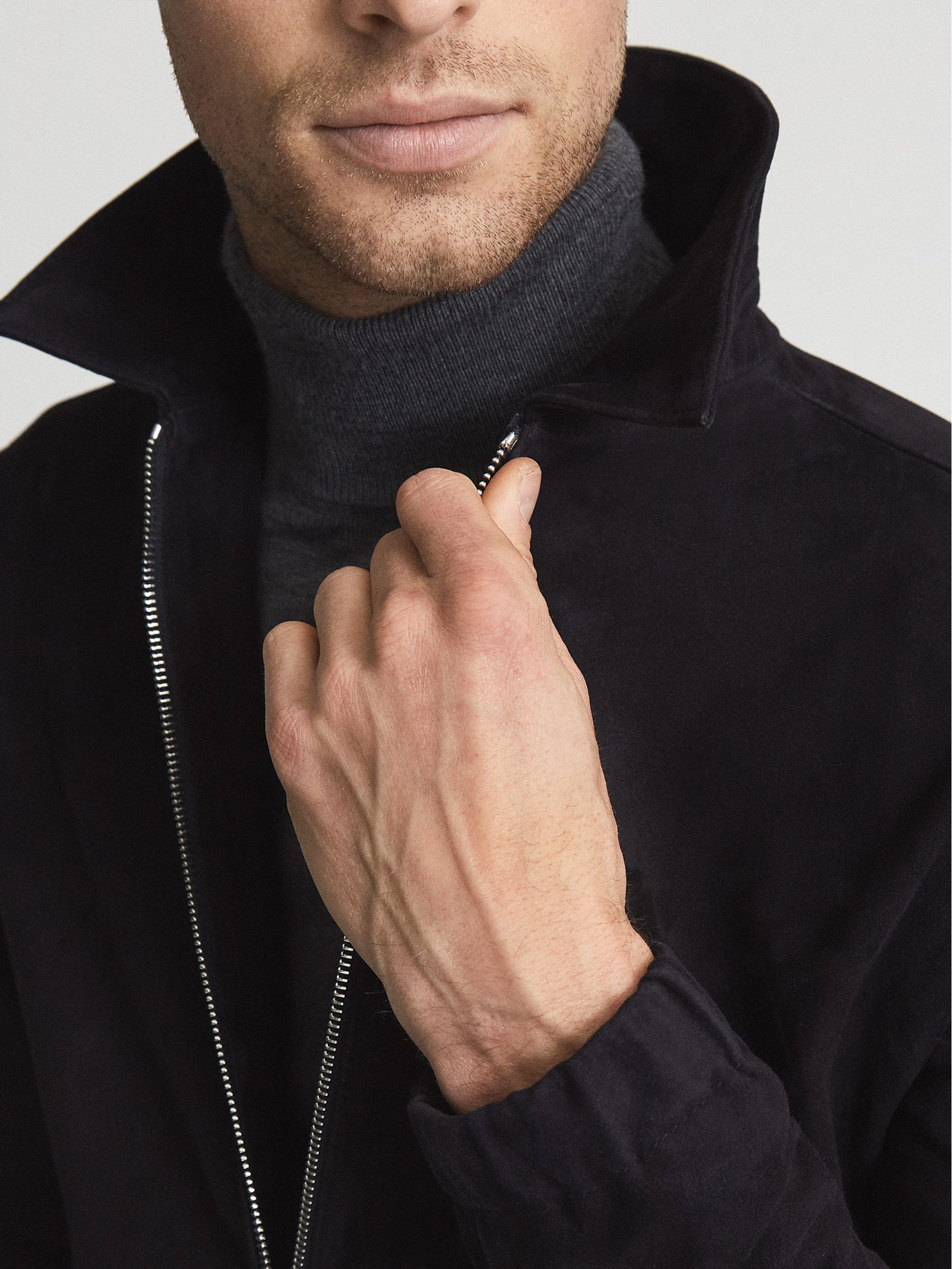 Suede Jacket in Navy - Image 4 of 5
