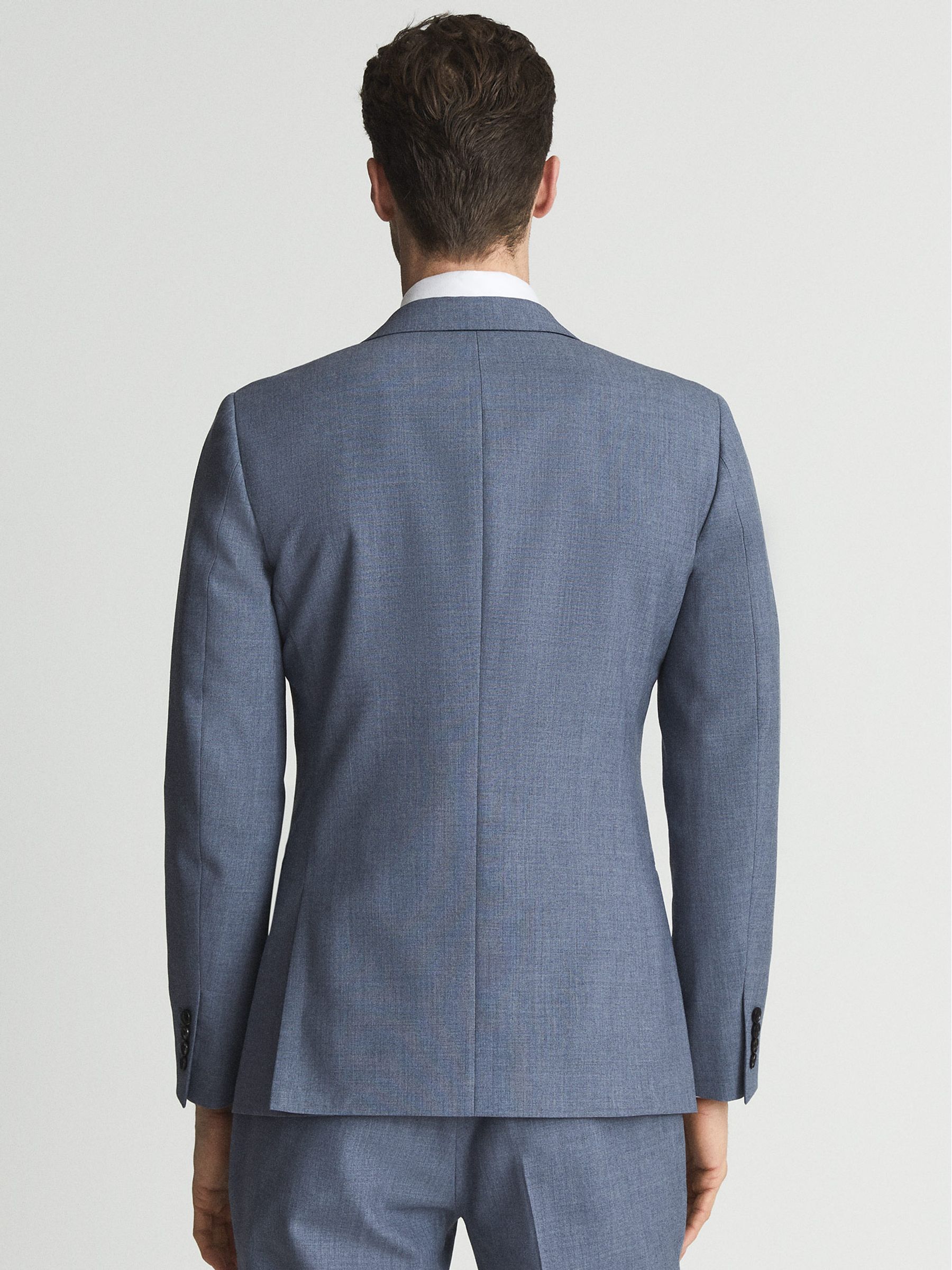 Slim Fit Wool Single Breasted Blazer in Airforce Blue - Image 5 of 5