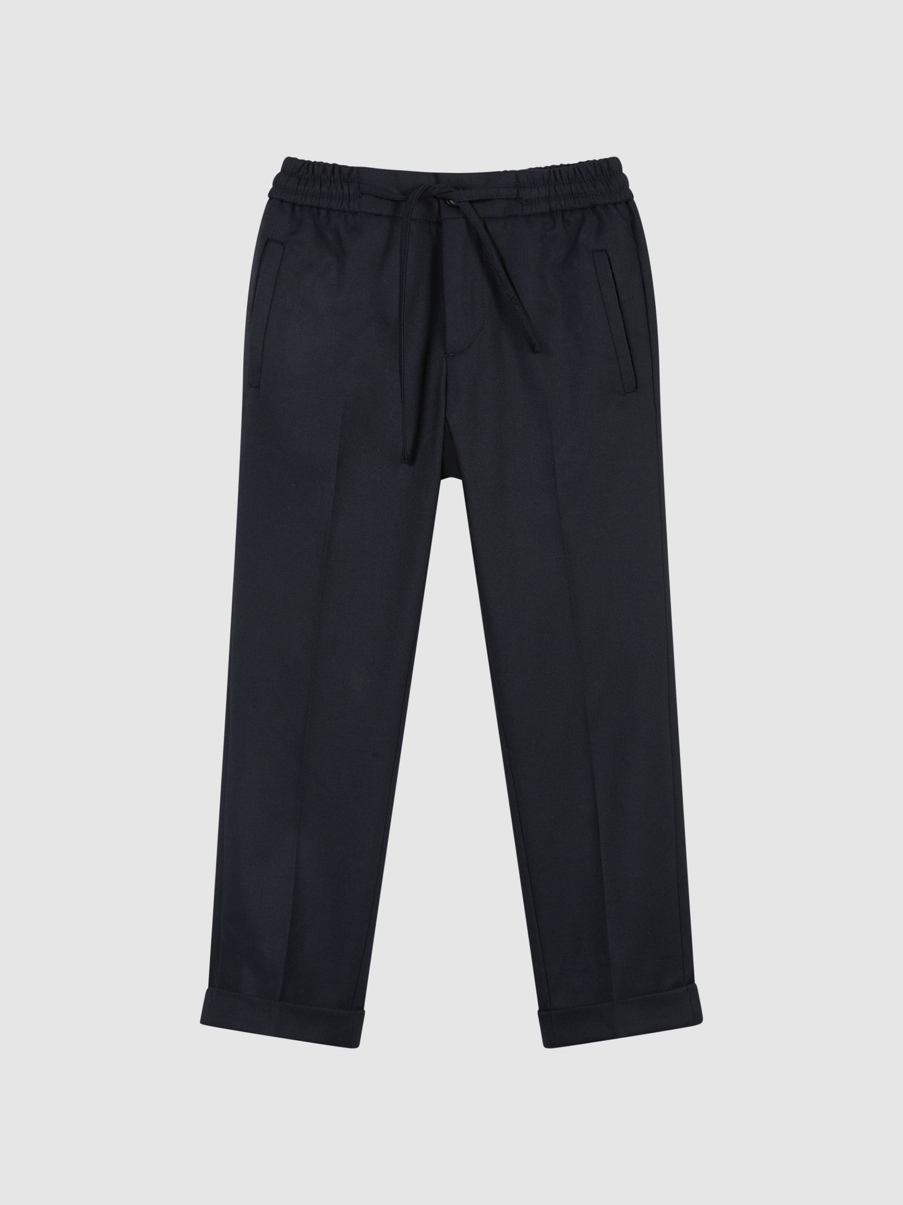 Casual Cropped Tapered Trousers in Navy - Image 2 of 6
