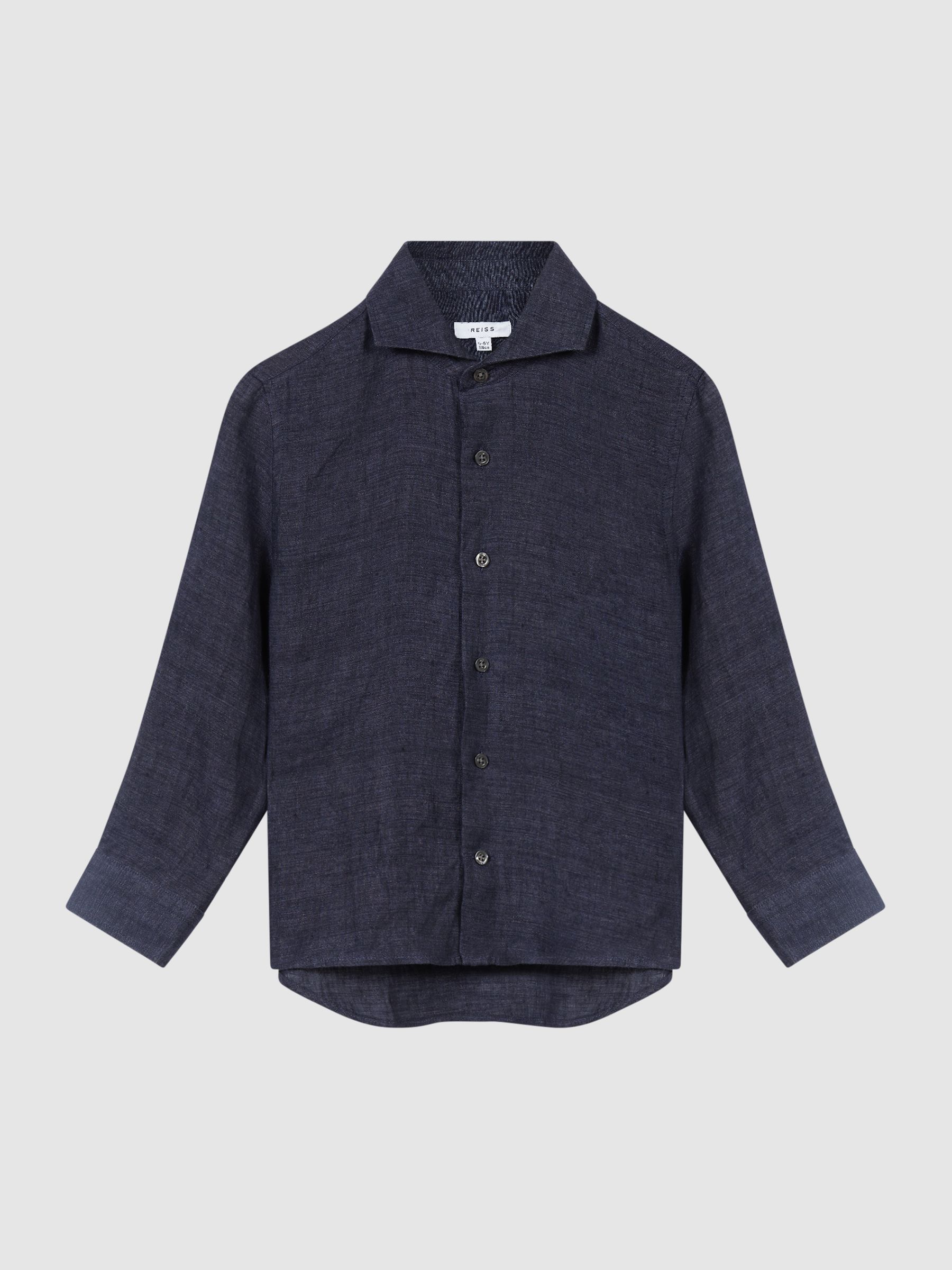 Long Sleeve Linen Shirt in Navy - Image 2 of 4 Long Sleeve Linen Shirt in Navy - Image 2 of 4