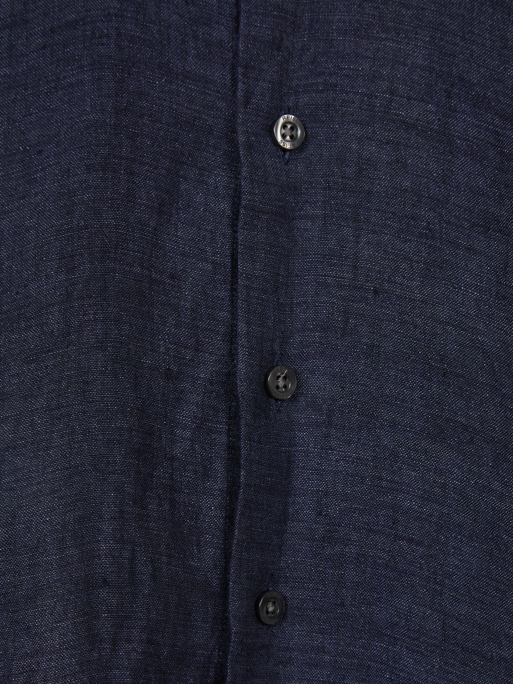Long Sleeve Linen Shirt in Navy - Image 4 of 4