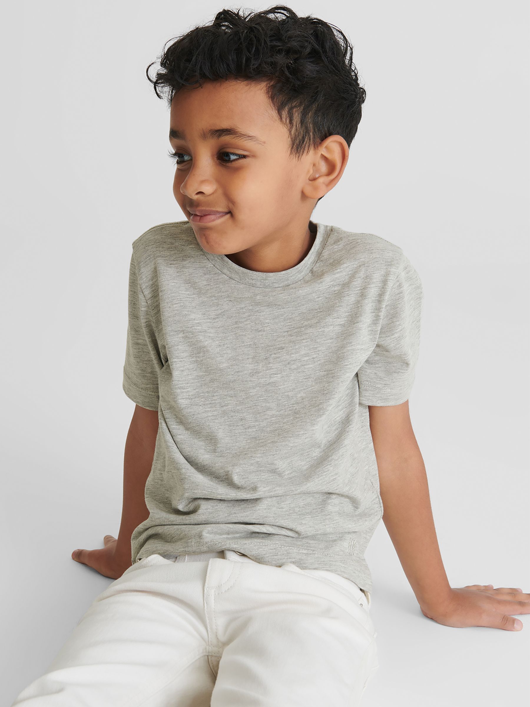 Crew Neck Tshirt in Grey Melange - Image 1 of 6