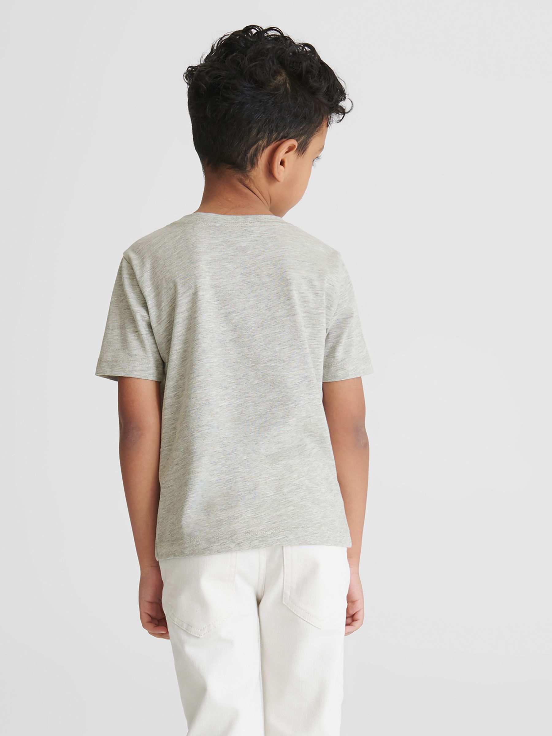 Crew Neck Tshirt in Grey Melange - Image 4 of 6