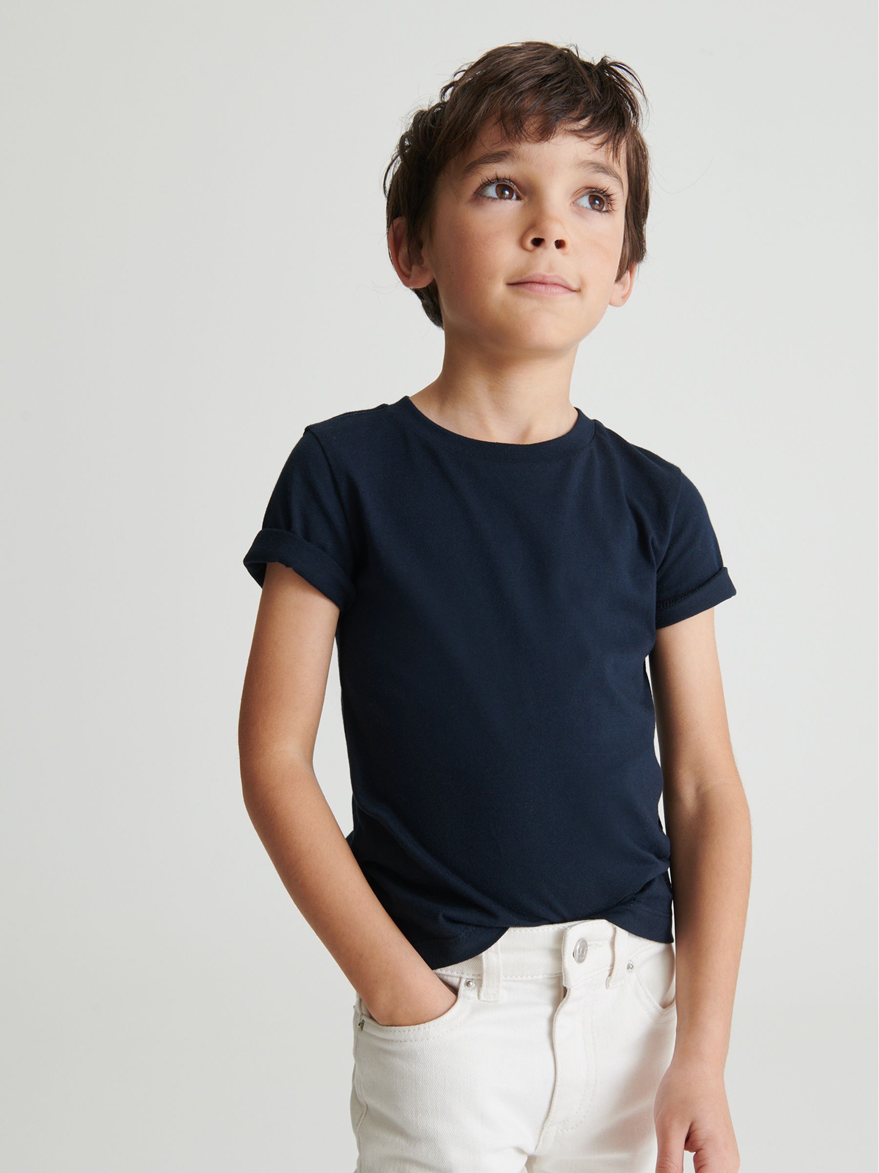 4-9 yrs Crew Neck T-Shirt in Navy - Image 1 of 6