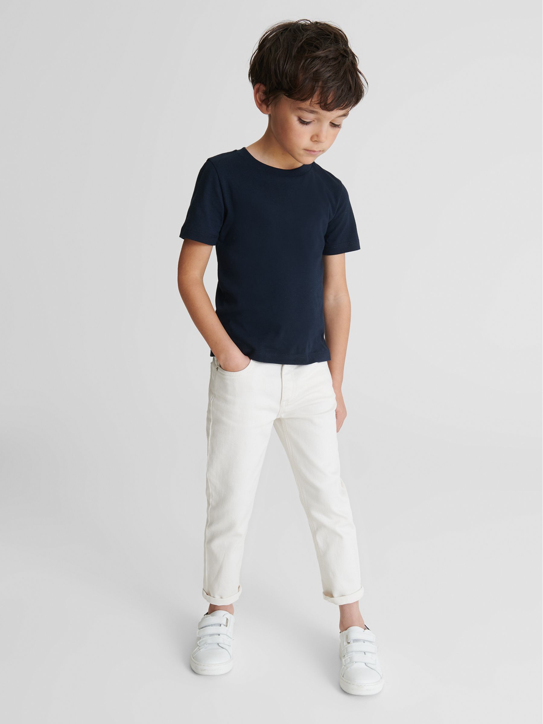 4-9 yrs Crew Neck T-Shirt in Navy - Image 3 of 6