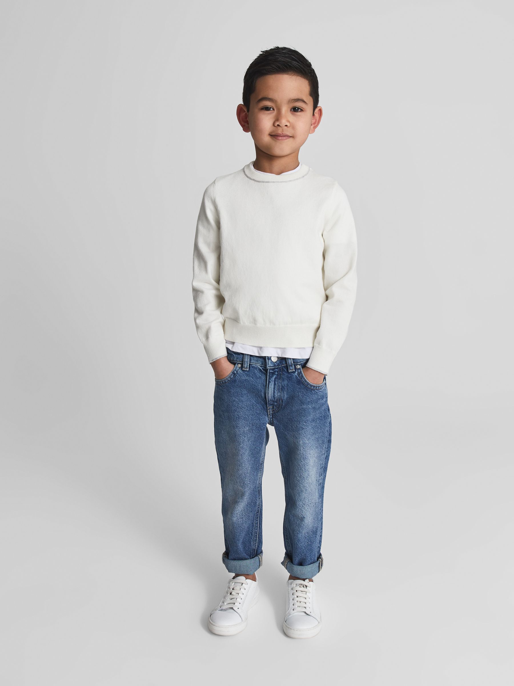 Crew Neck Jumper in Ecru - Image 1 of 6