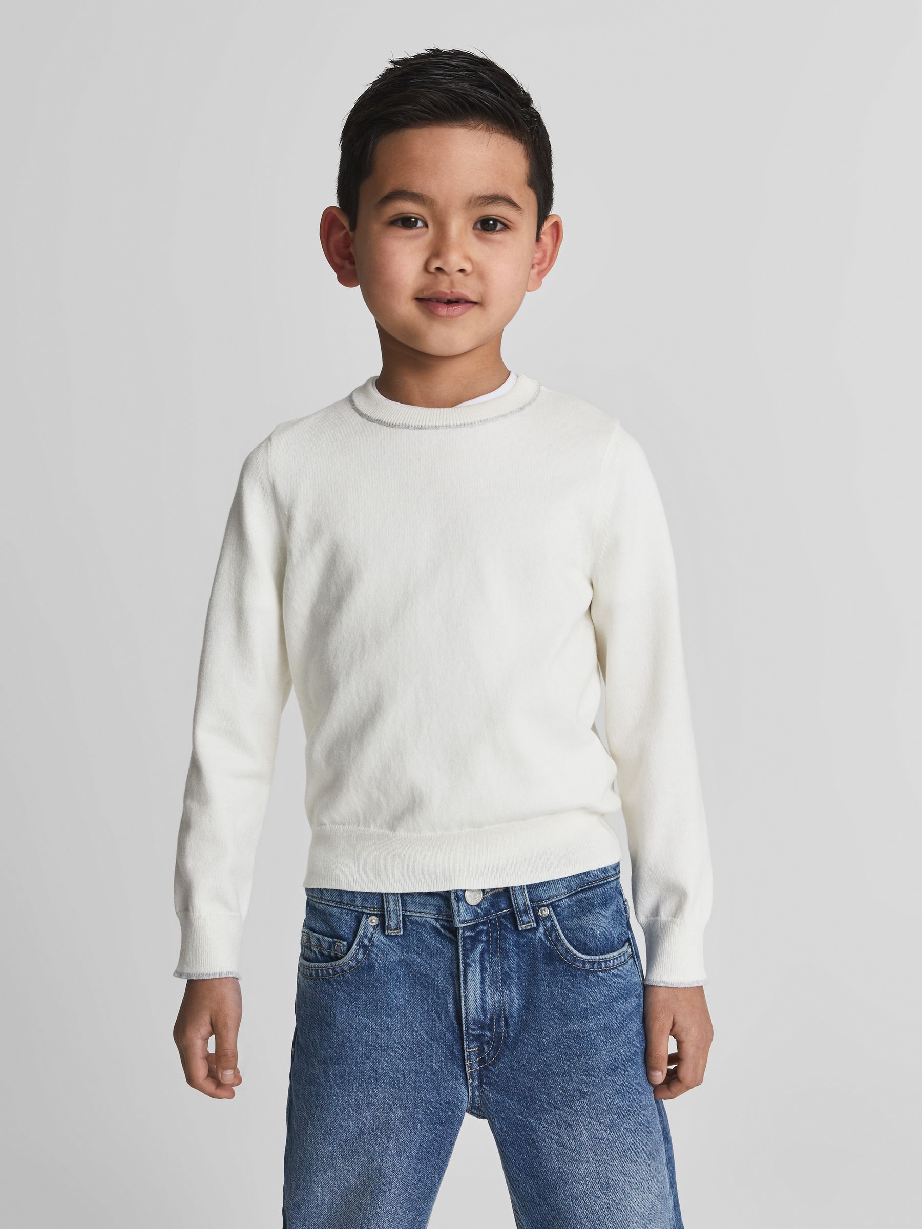 Crew Neck Jumper in Ecru - Image 3 of 6