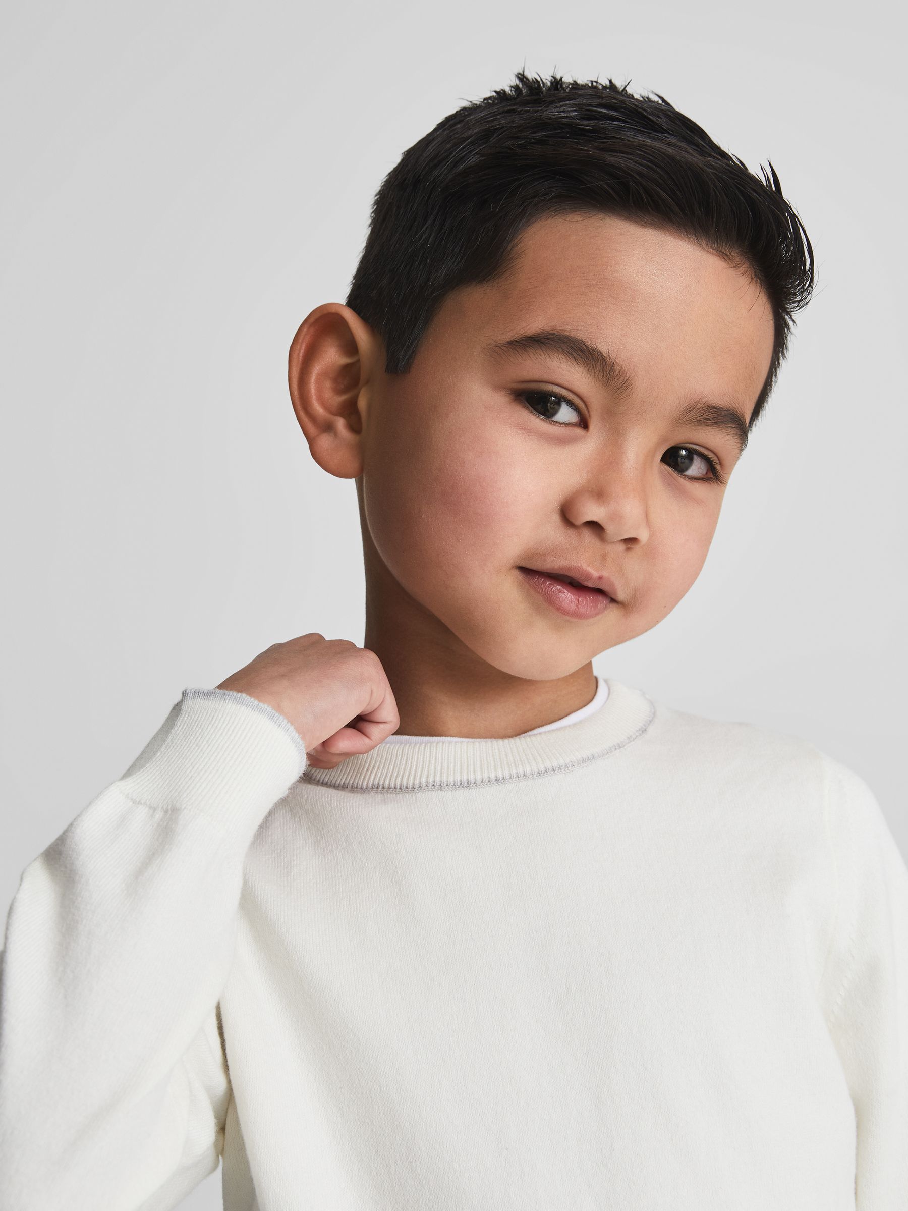 Crew Neck Jumper in Ecru - Image 4 of 6